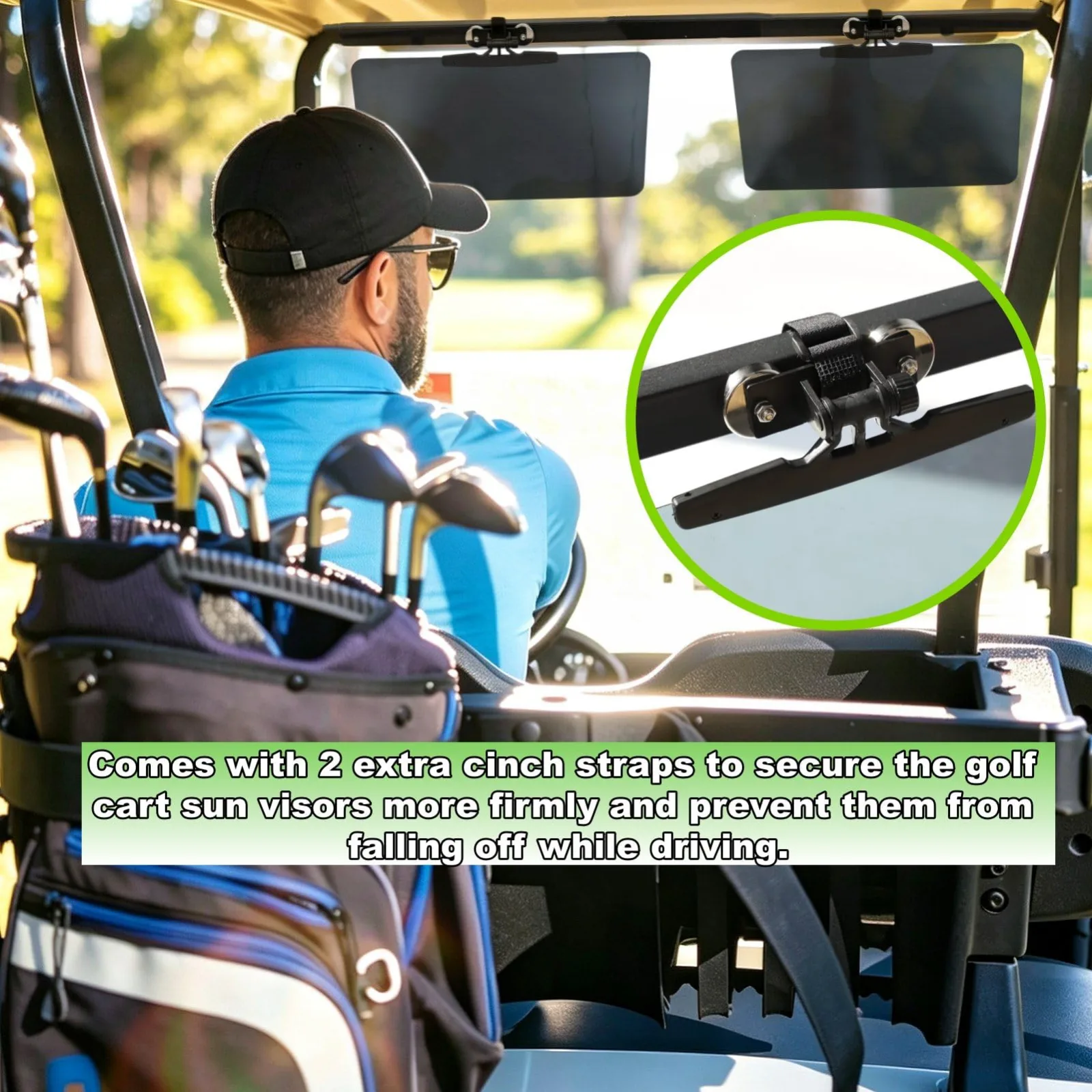 Woho Magnetic Golf Cart Sun Visor 16" x 9" (2-Pack) image 3