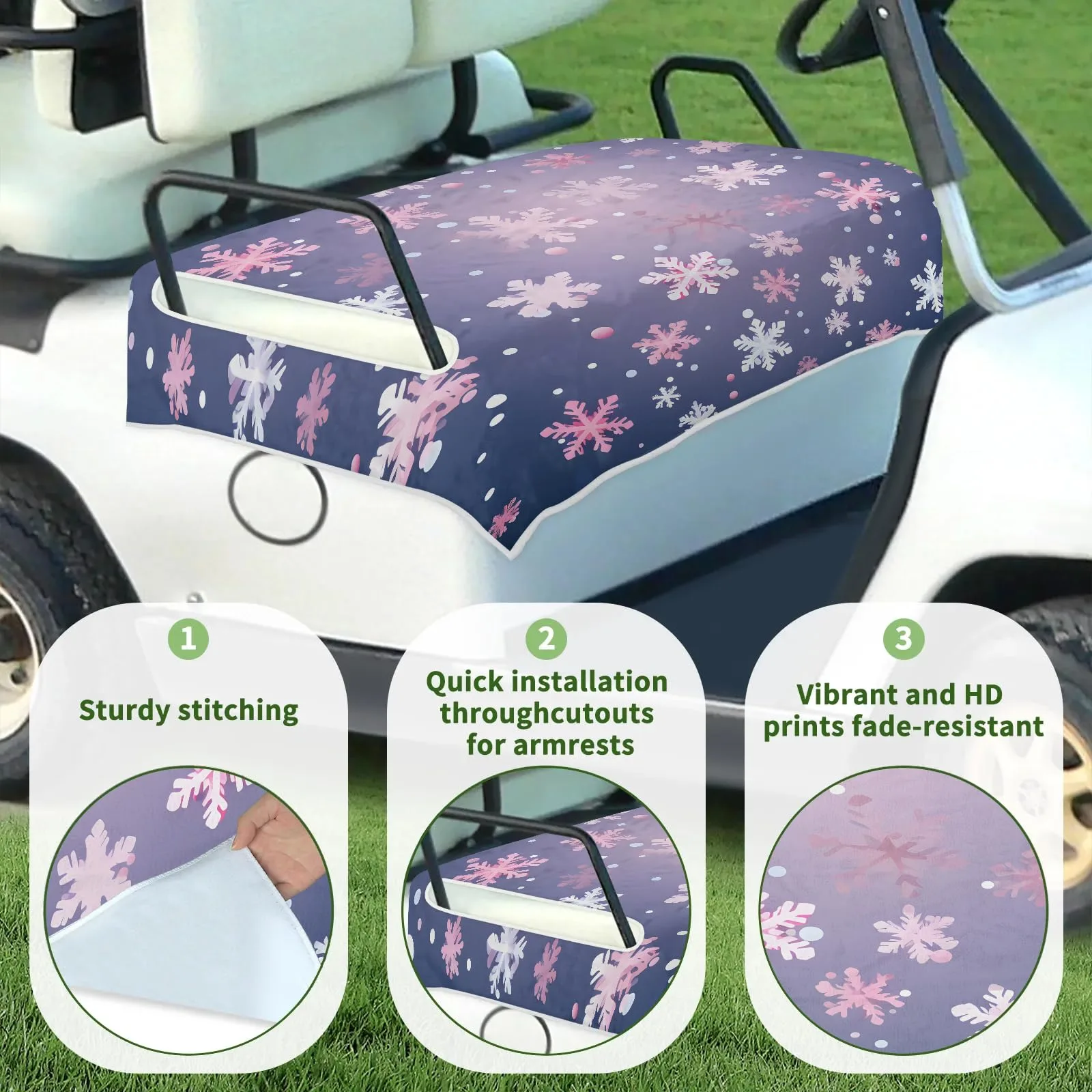 Tiveruda Purple Snowflake Golf Cart Seat Cover image 3