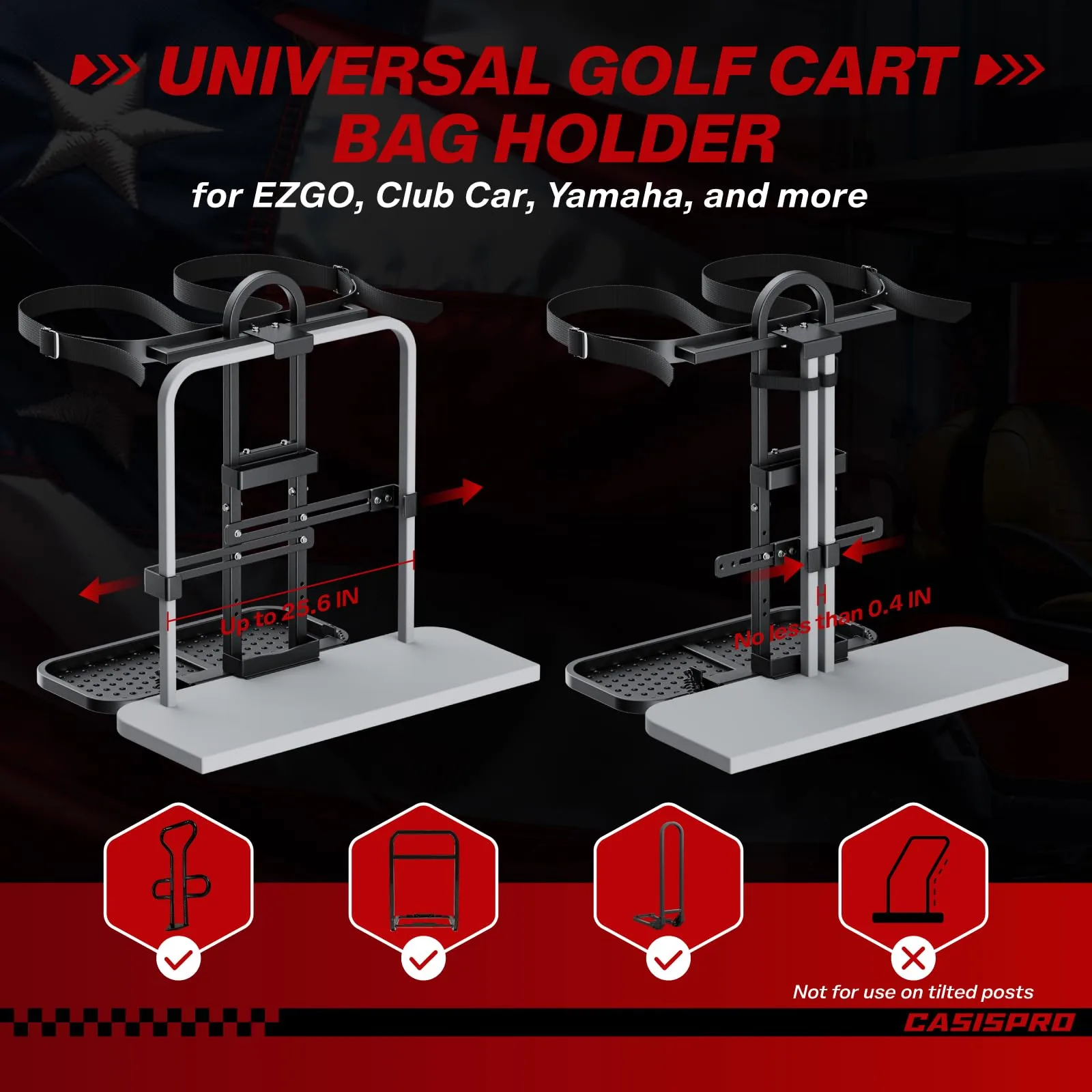 CASISPRO Foldable Golf Cart Bag Holder Rack image 2