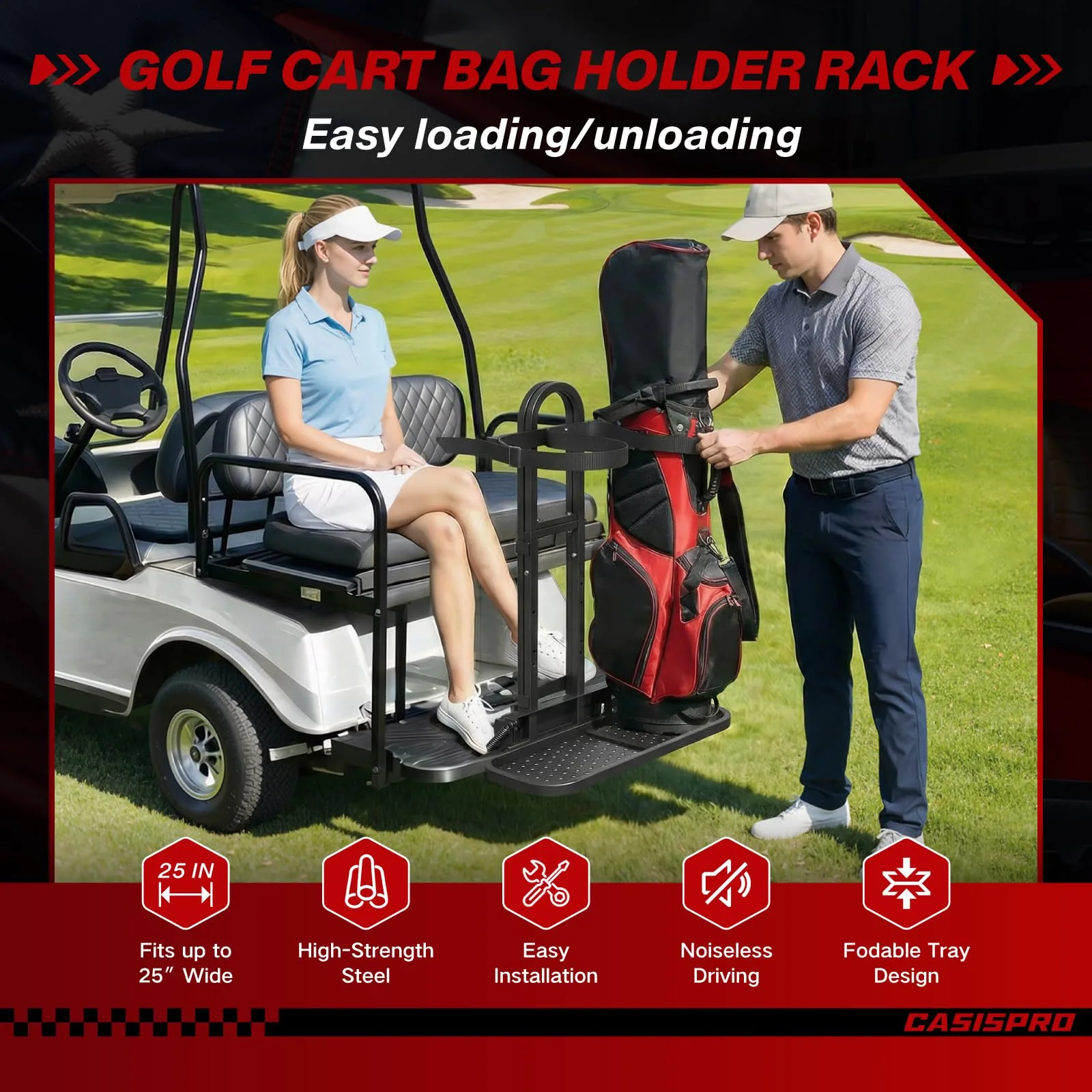 CASISPRO Foldable Golf Cart Bag Holder Rack image 4
