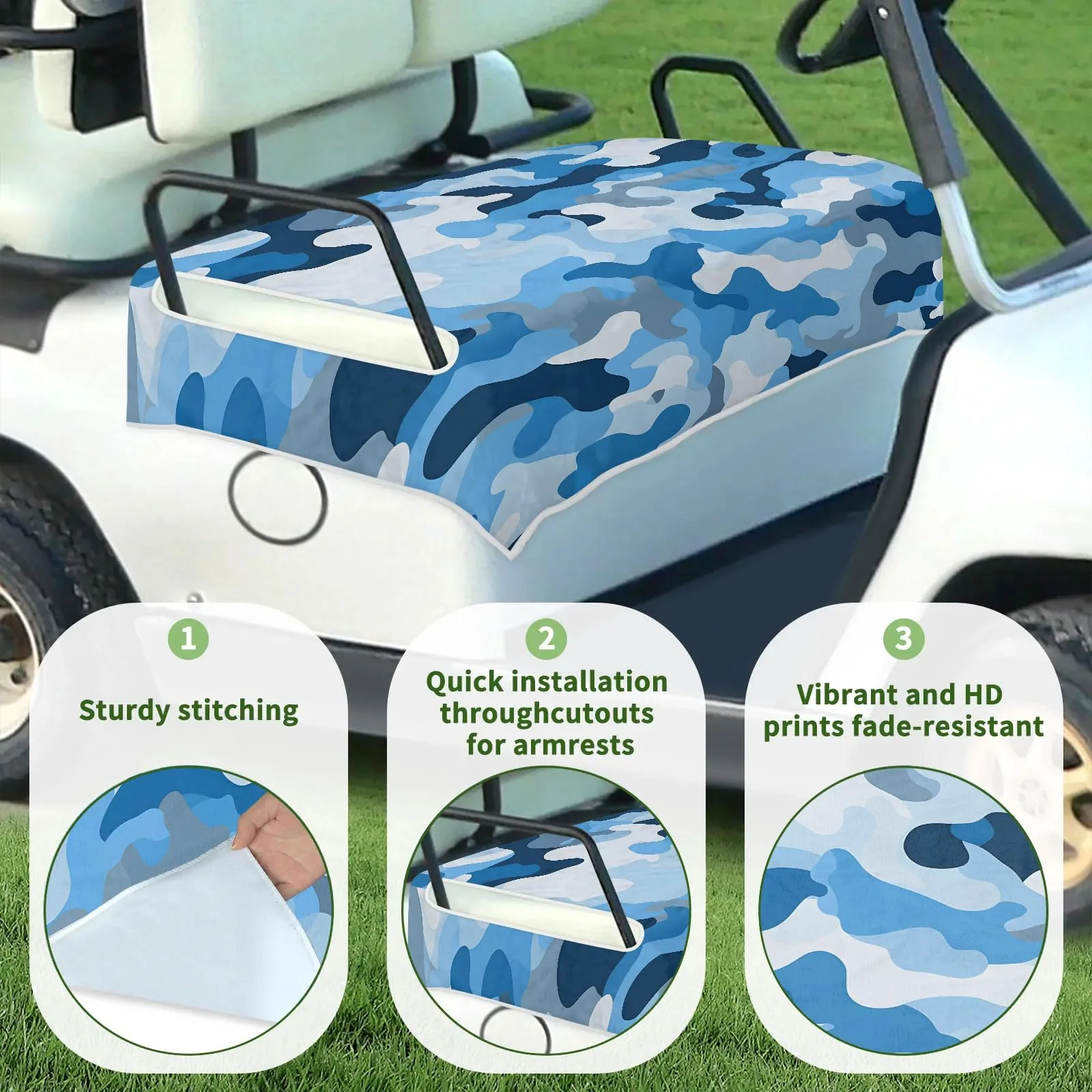 Tiveruda Golf Cart Seat Cover for Double Seats, 51 x 31 in image 3