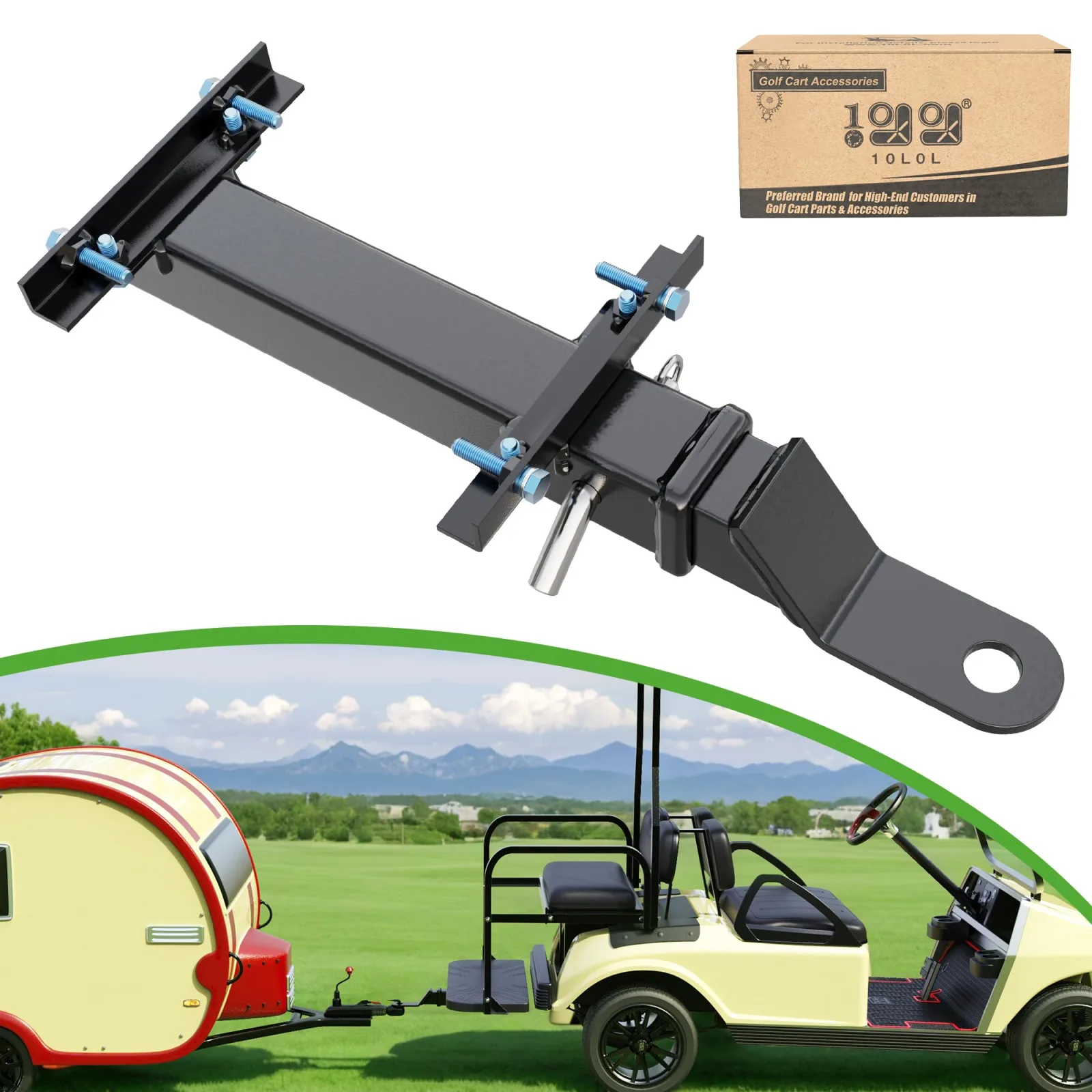 10L0L Universal Golf Cart Trailer Hitch Kit with 2-Inch Receiver
