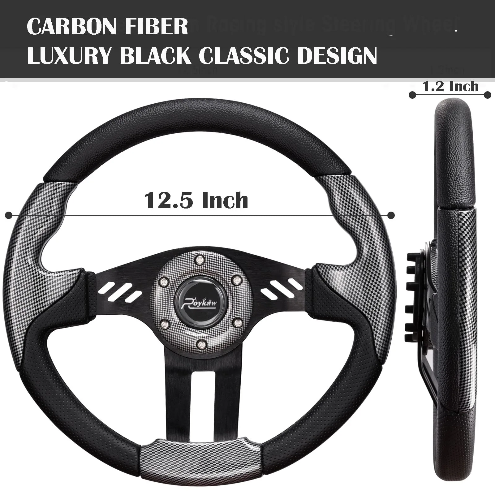 Roykaw-01 12.5-Inch Golf Cart Steering Wheel image 2