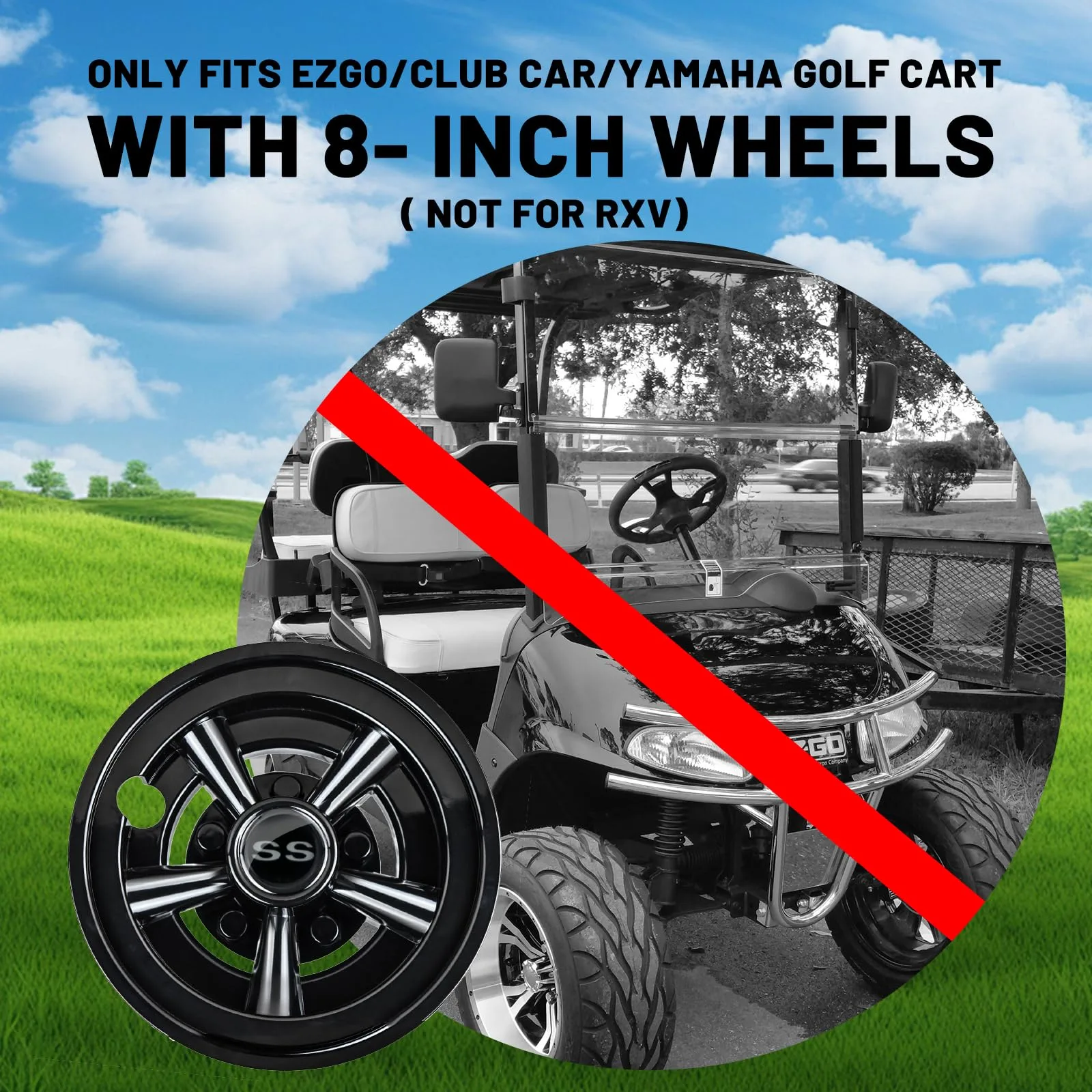 Orle Oko Golf Cart Wheel Covers for 8-Inch Wheels, Set of 4 image 3