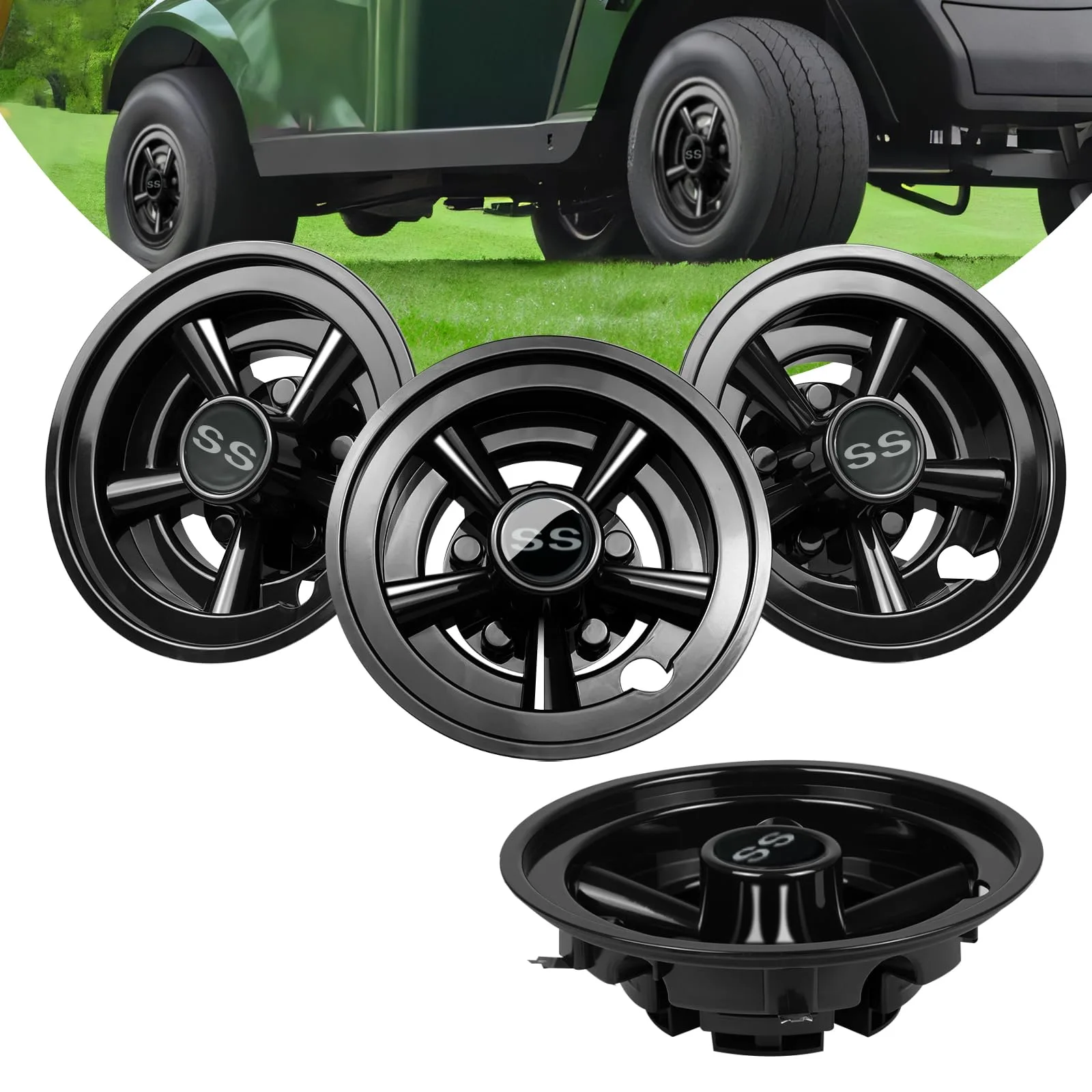 Orle Oko Golf Cart Wheel Covers for 8-Inch Wheels, Set of 4