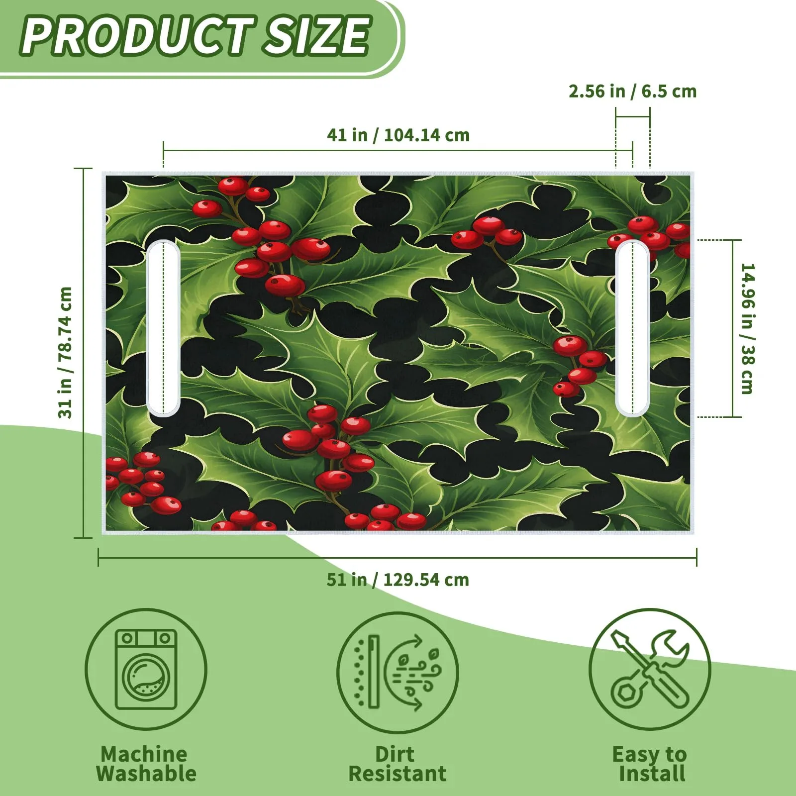 Tiveruda Merry Christmas Berries Golf Cart Seat Cover image 2