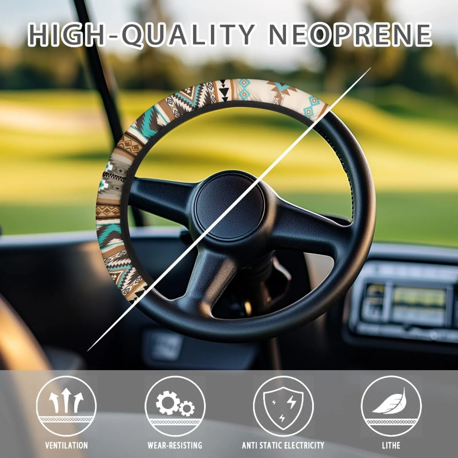 INSTANTARTS Aztec Golf Cart Steering Wheel Cover image 4