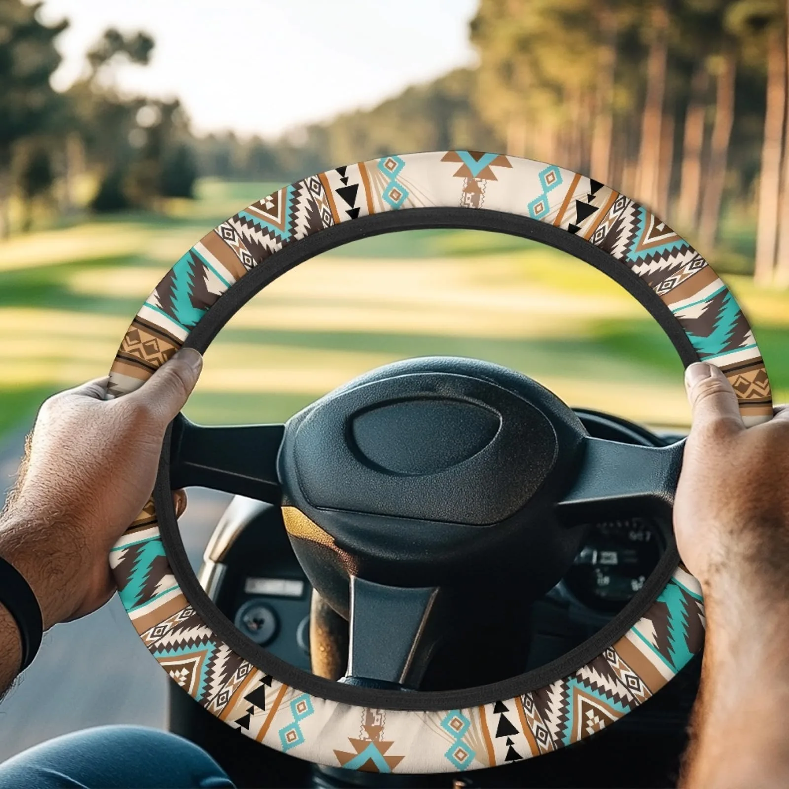 INSTANTARTS Aztec Golf Cart Steering Wheel Cover