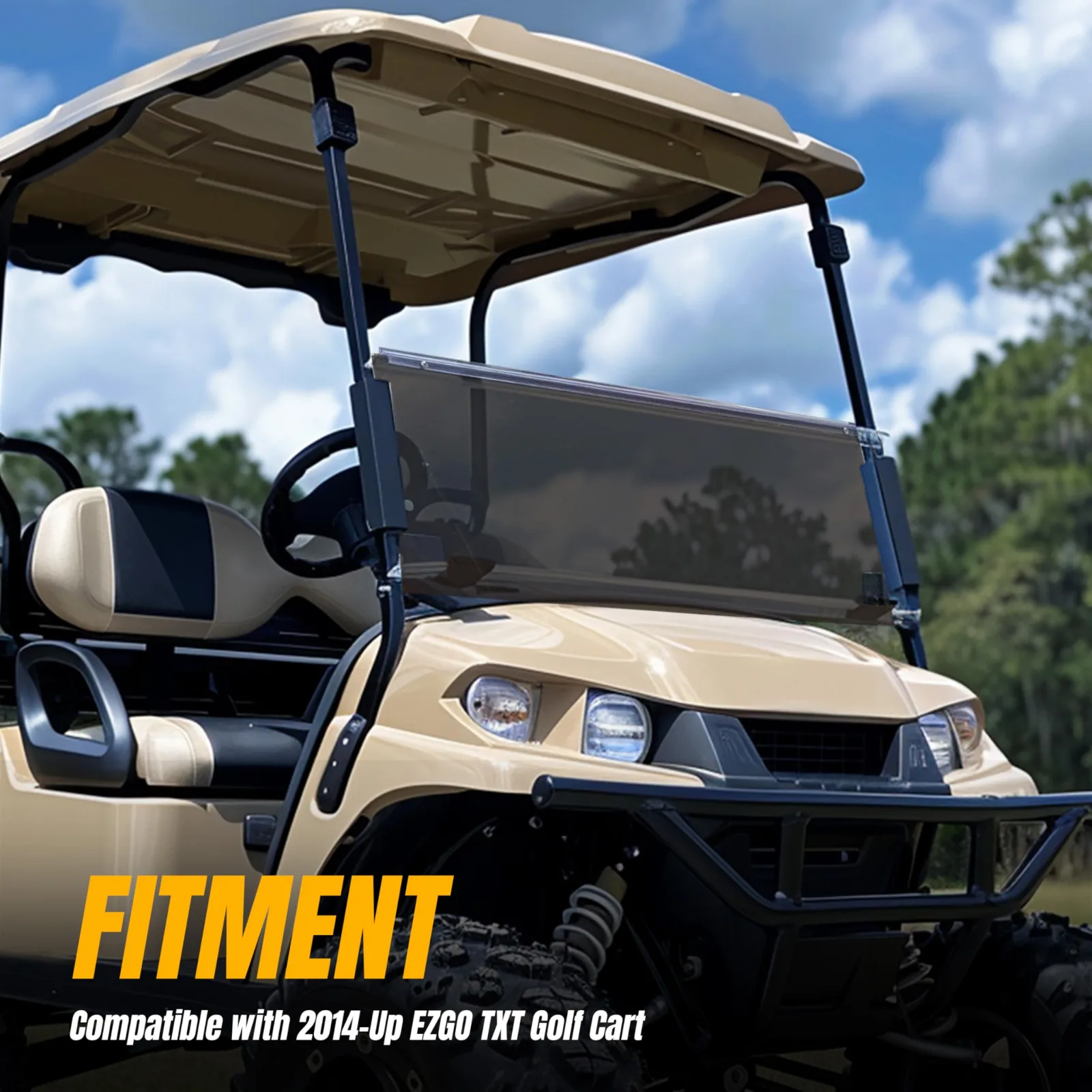 KUAFU Folding Tinted Windshield for E-Z-GO TXT image 2