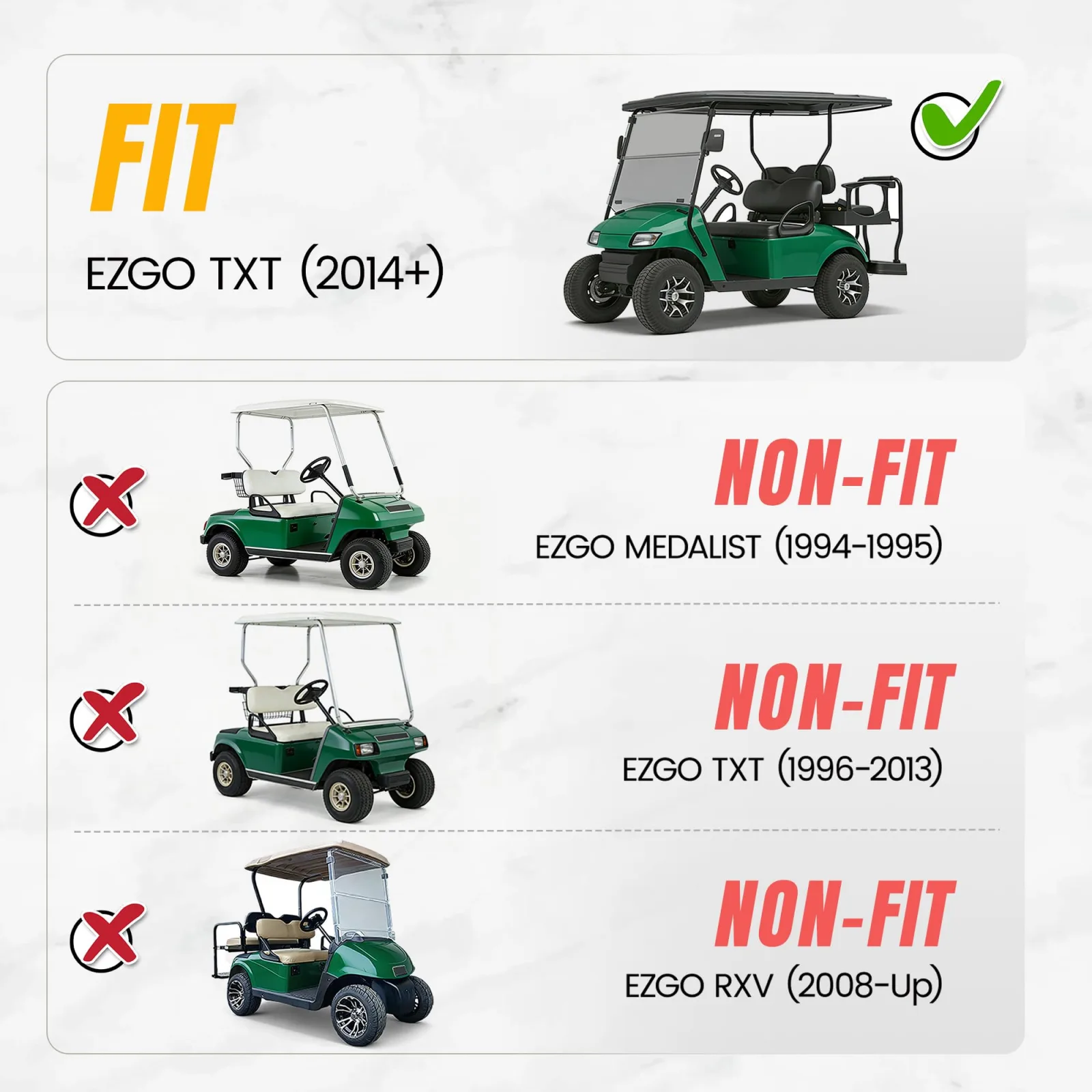 KUAFU Folding Tinted Windshield for E-Z-GO TXT image 3