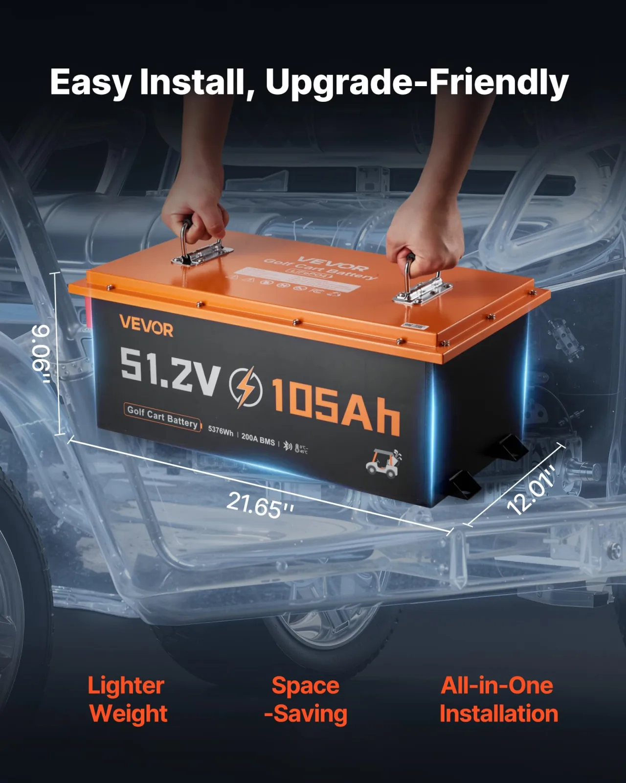VEVOR 51.2V 105Ah LiFePO4 Golf Cart Battery Kit image 4