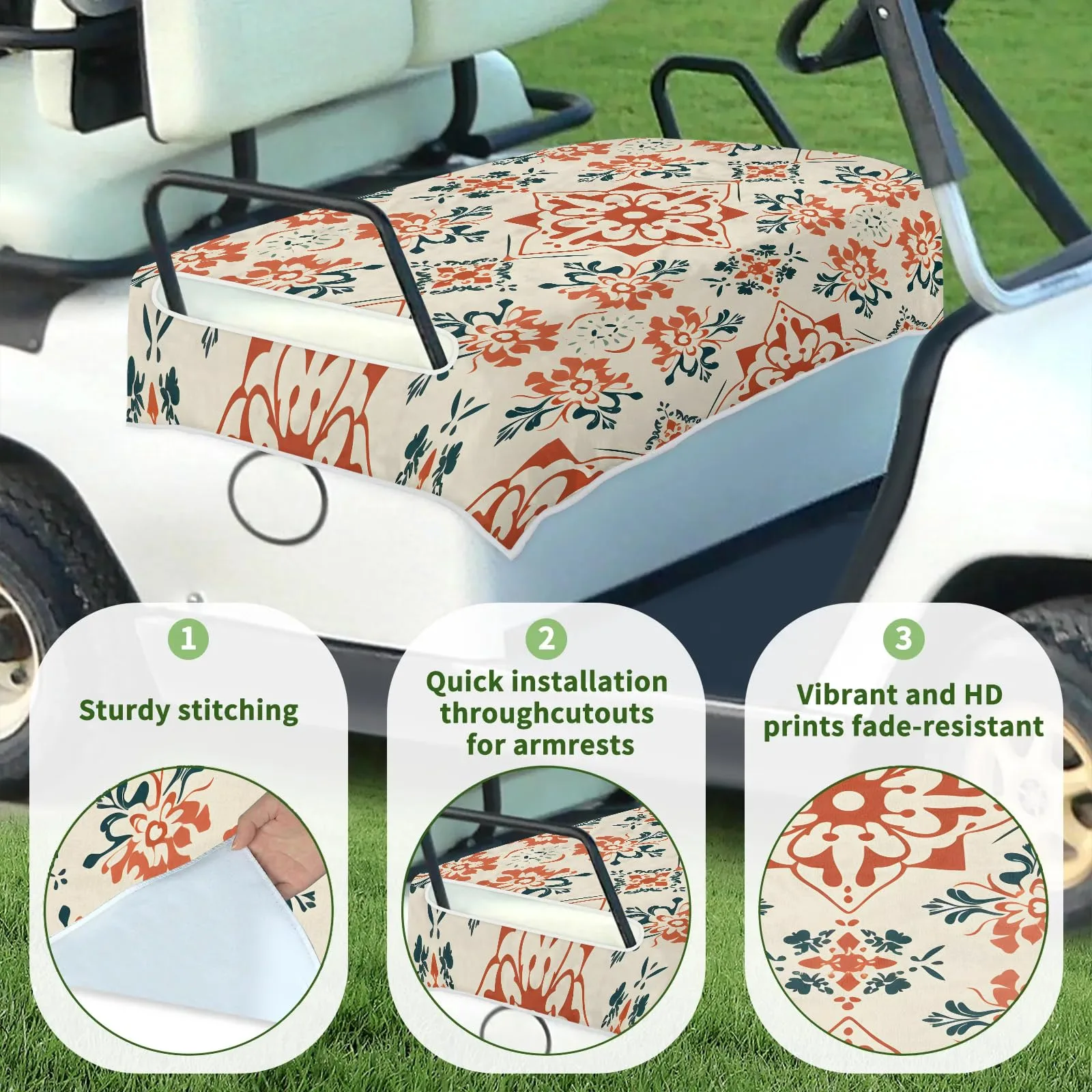 Tiveruda Golf Cart Seat Cover for Double Seats 51 x 31 in. image 3