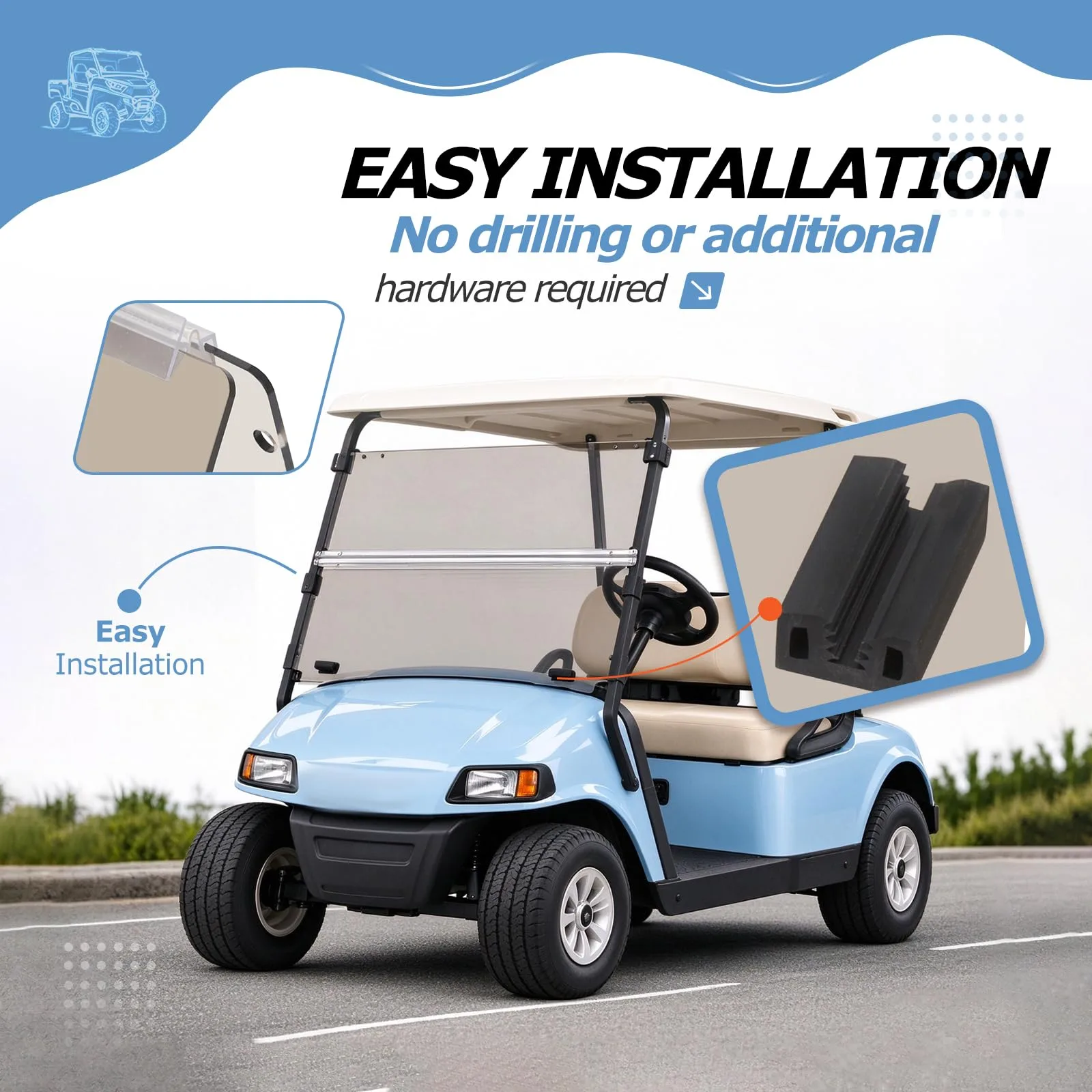 HECASA Folding Windshield for E-Z-GO TXT Medalist MO-3172 image 3