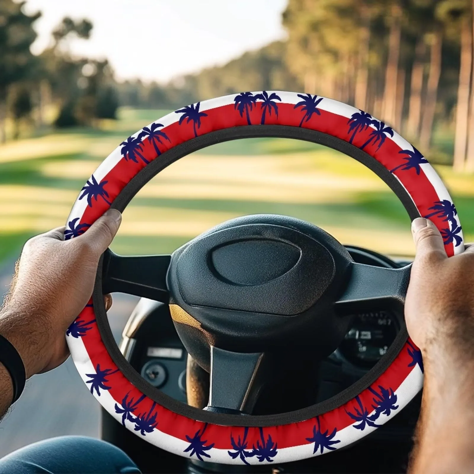 Darisoco American Flag Palm Golf Cart Steering Wheel Cover image 2