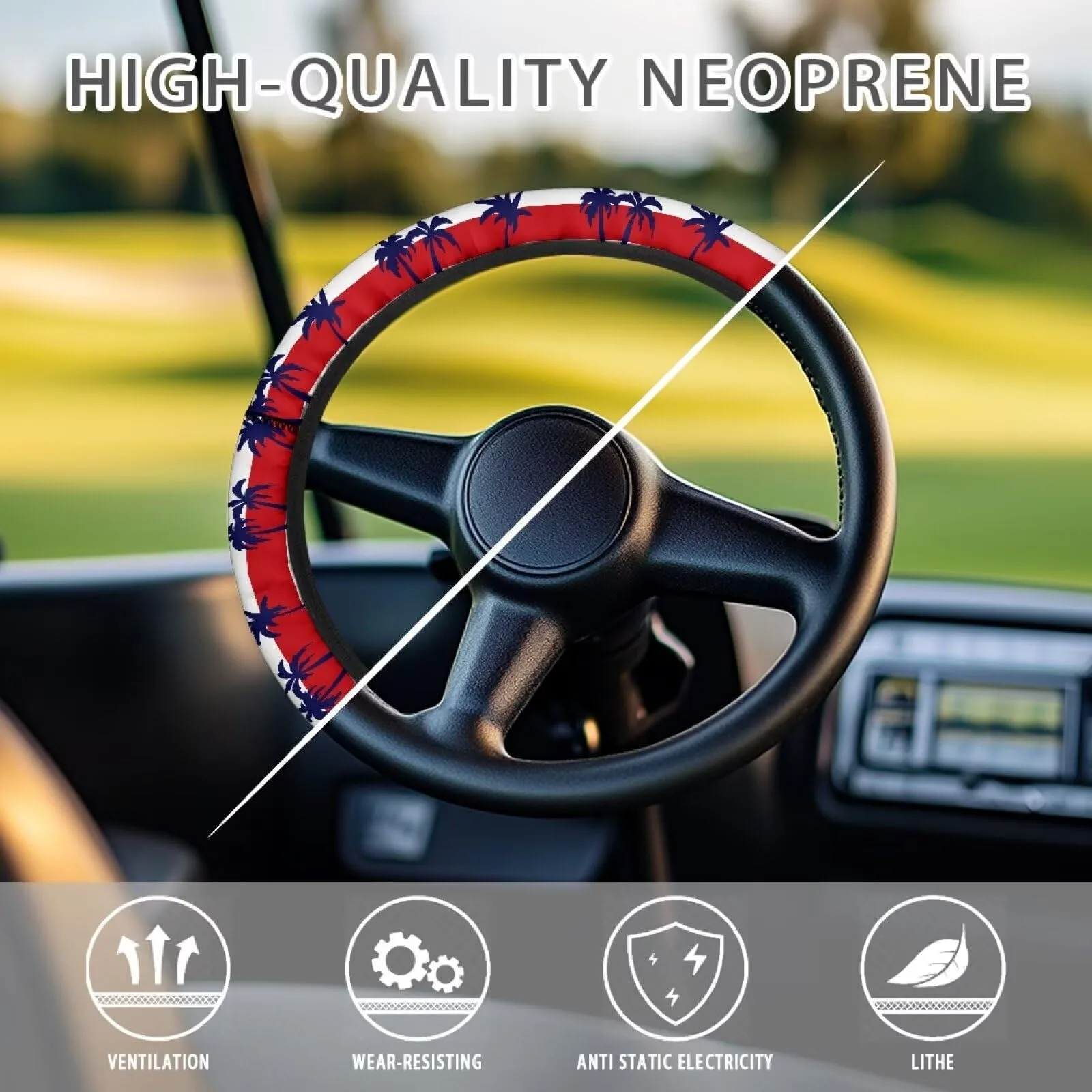 Darisoco American Flag Palm Golf Cart Steering Wheel Cover image 4
