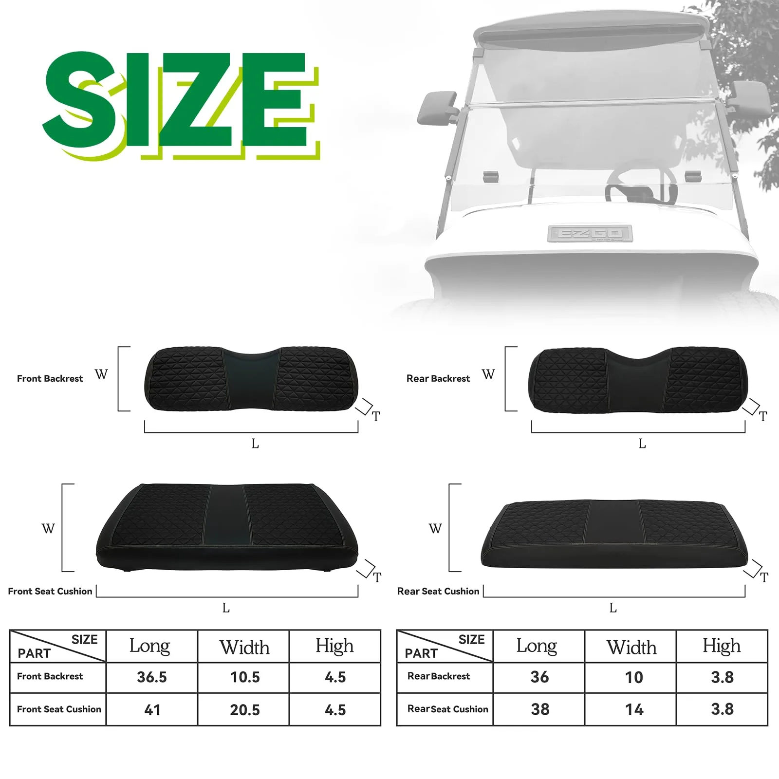 YUWEIDG0769 Golf Cart Seat Covers for E-Z-GO TXT image 3