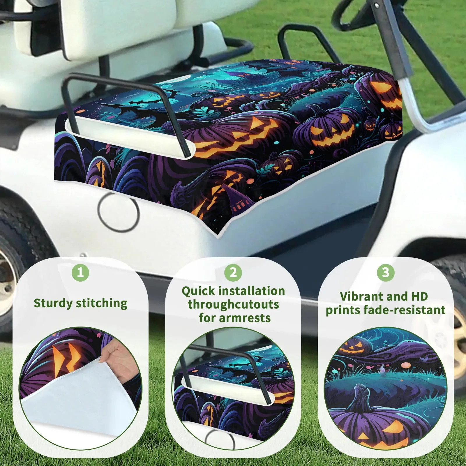 Tiveruda Halloween Pumpkin Golf Cart Seat Cover image 3