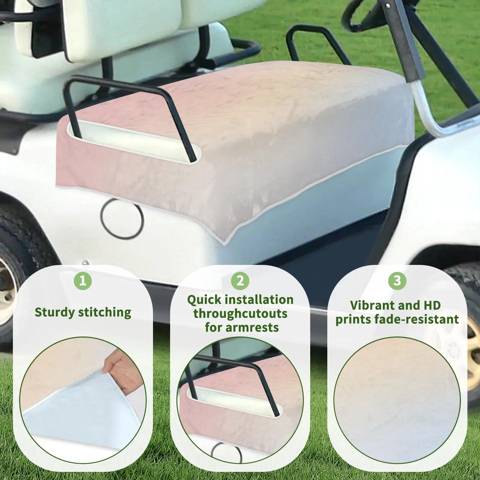 Tiveruda Golf Cart Seat Cover for Double Seats image 3
