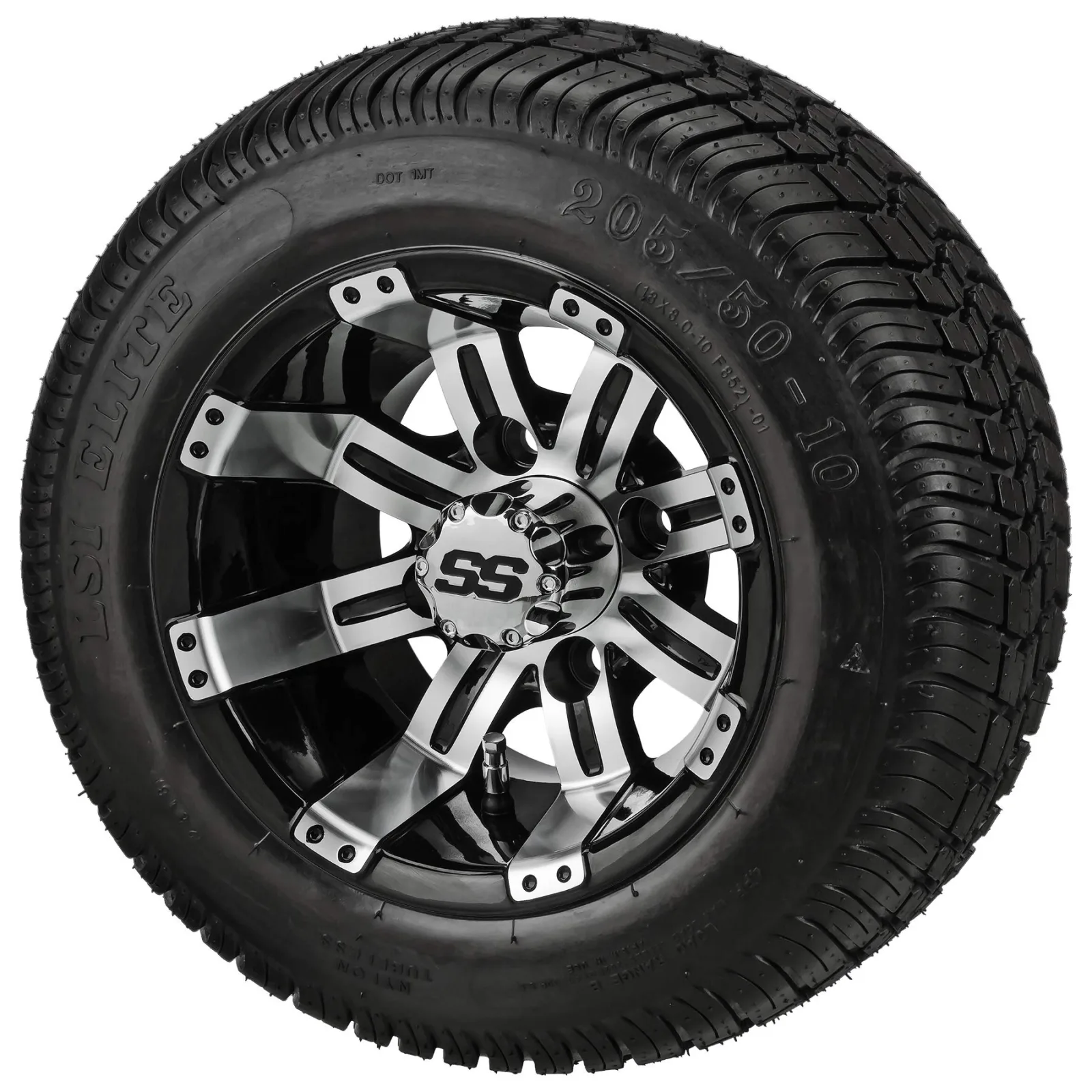 RM Cart Casino Black/Machined 10-Inch Golf Cart Tire