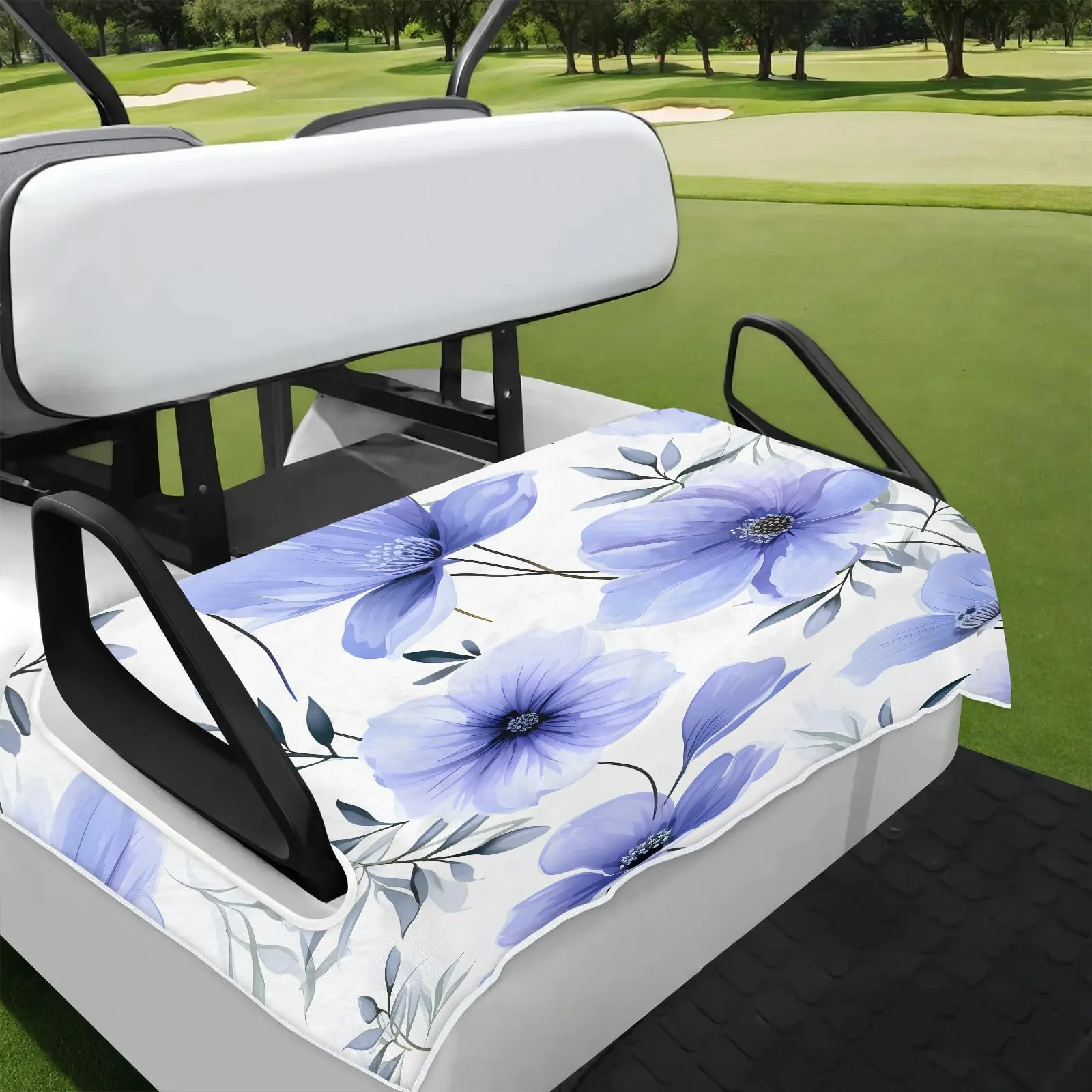 Tiveruda Purple Flower Golf Cart Seat Cover 51 x 31 in