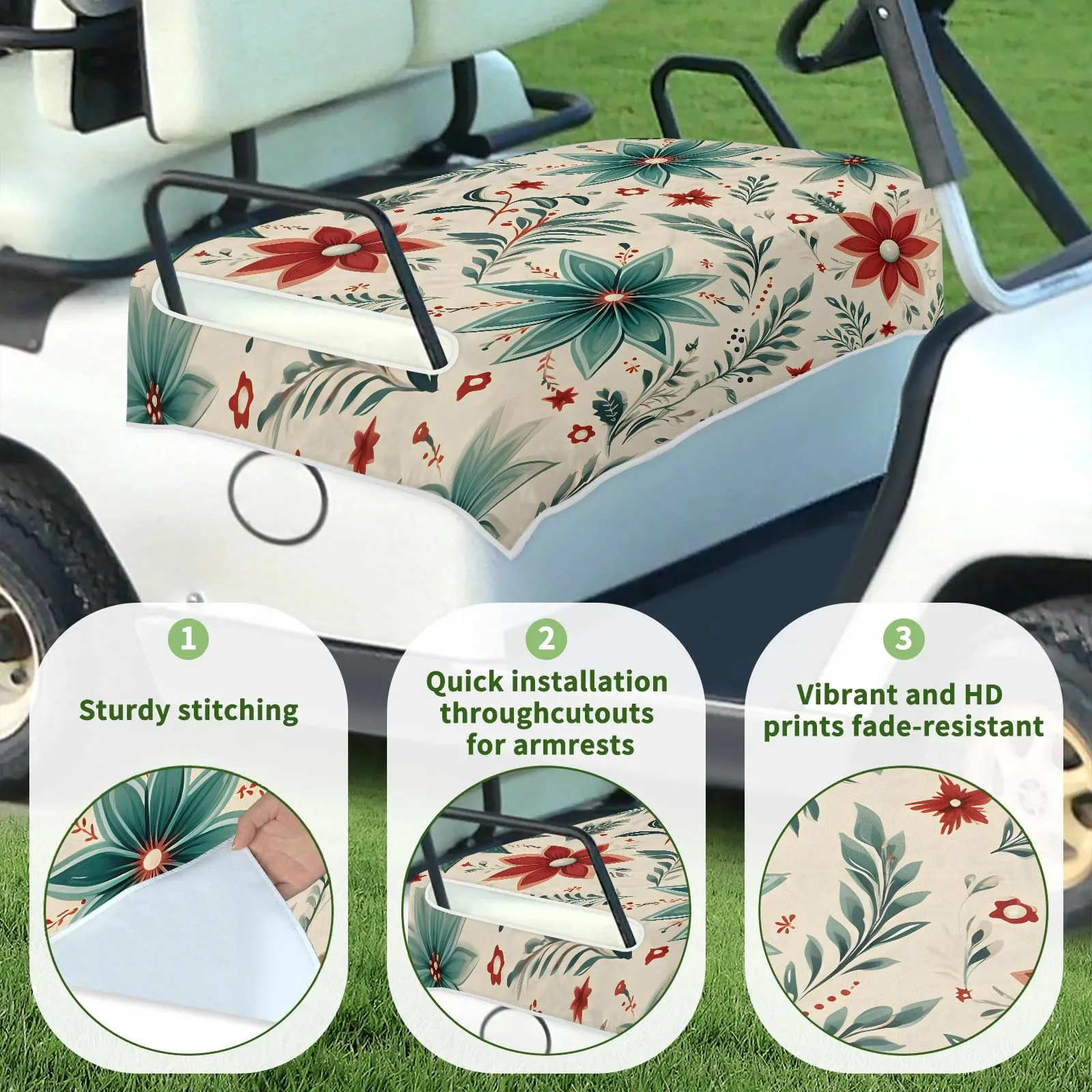 Tiveruda Golf Cart Seat Cover for Double Seats image 3