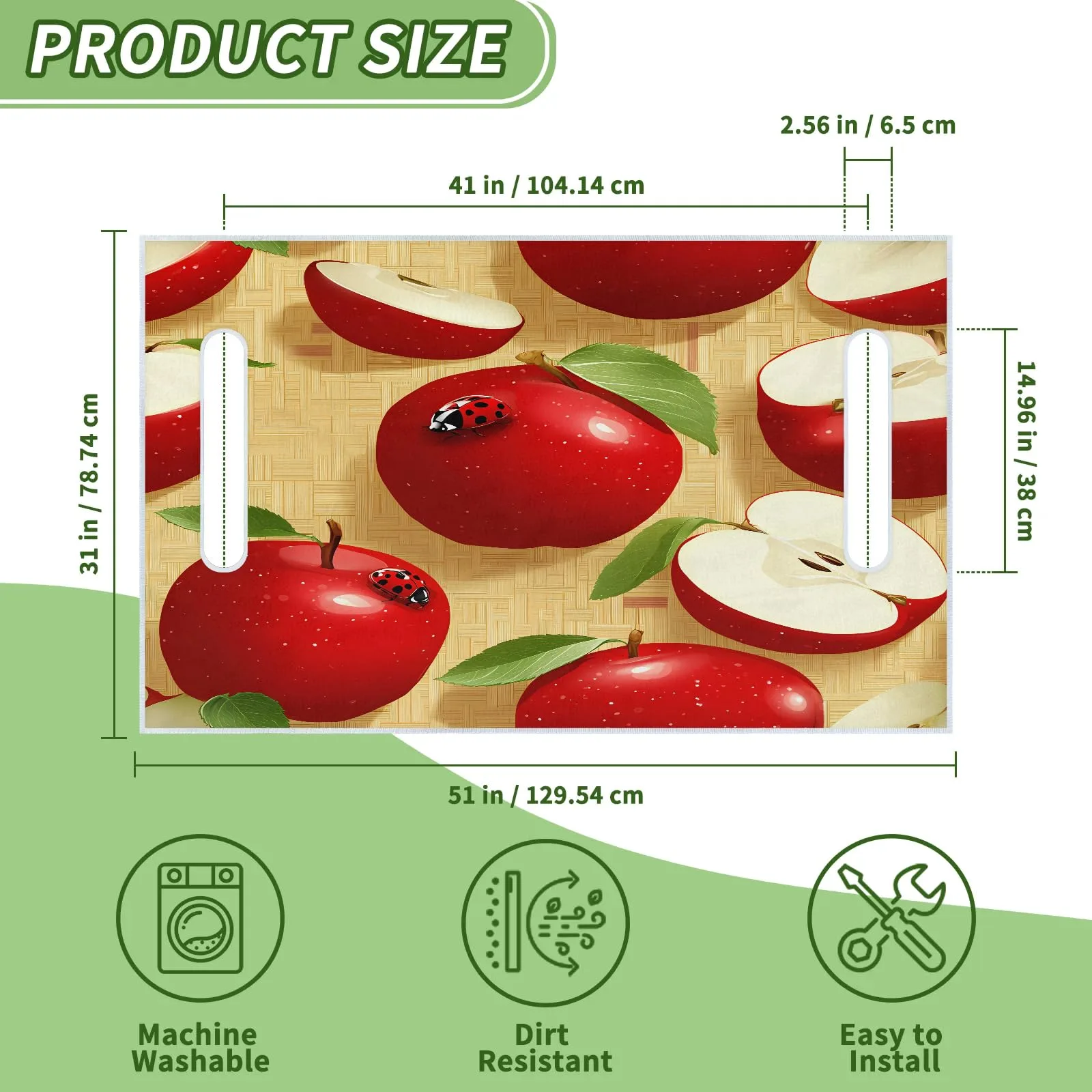 Tiveruda Red Watercolor Apple Golf Cart Seat Cover image 2