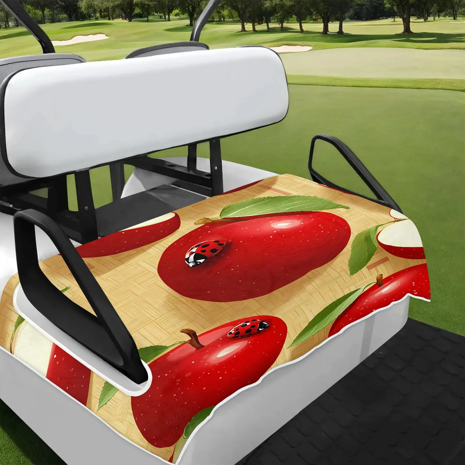 Tiveruda Red Watercolor Apple Golf Cart Seat Cover