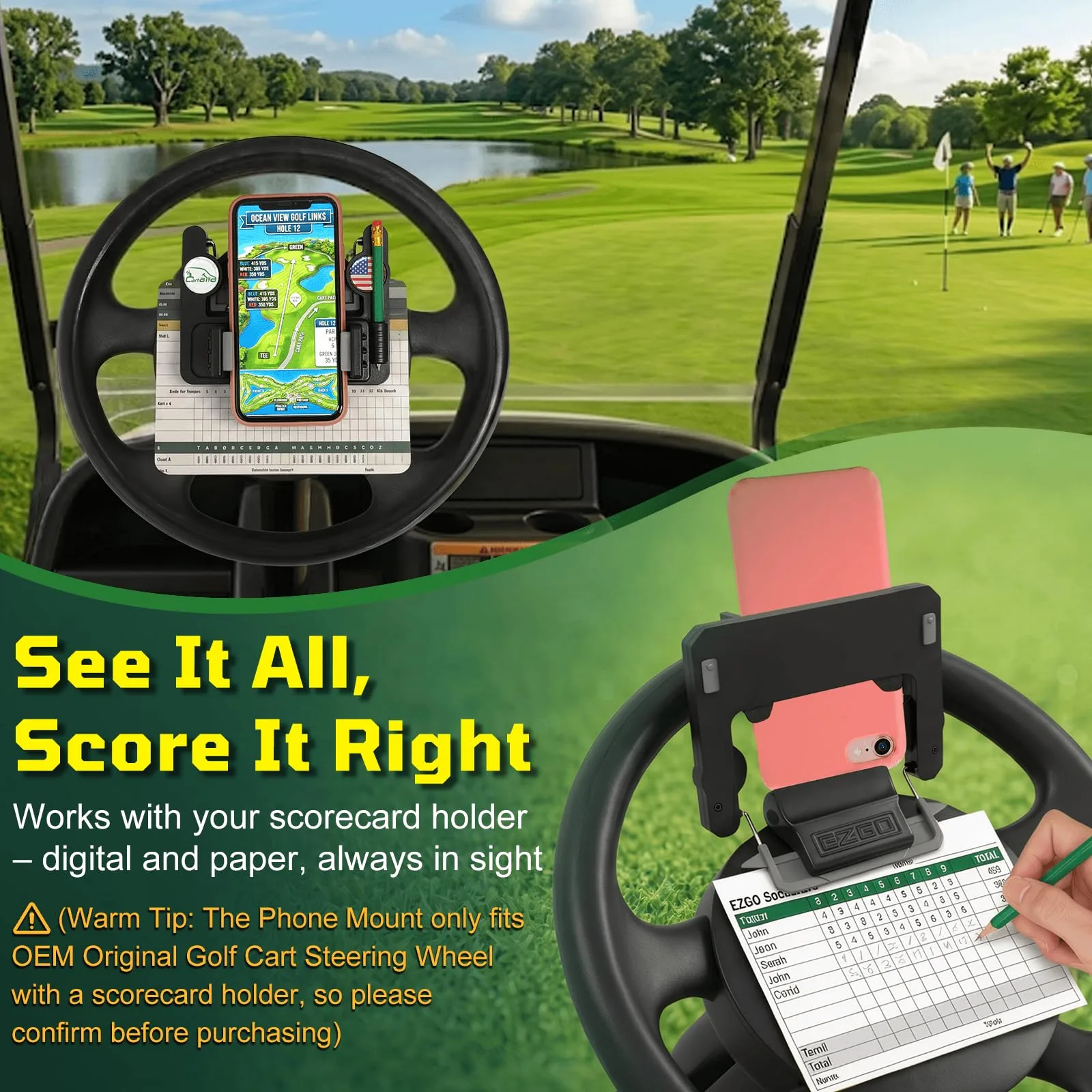 Cartalia SWCH743 Golf Cart Steering Wheel Phone Mount image 2