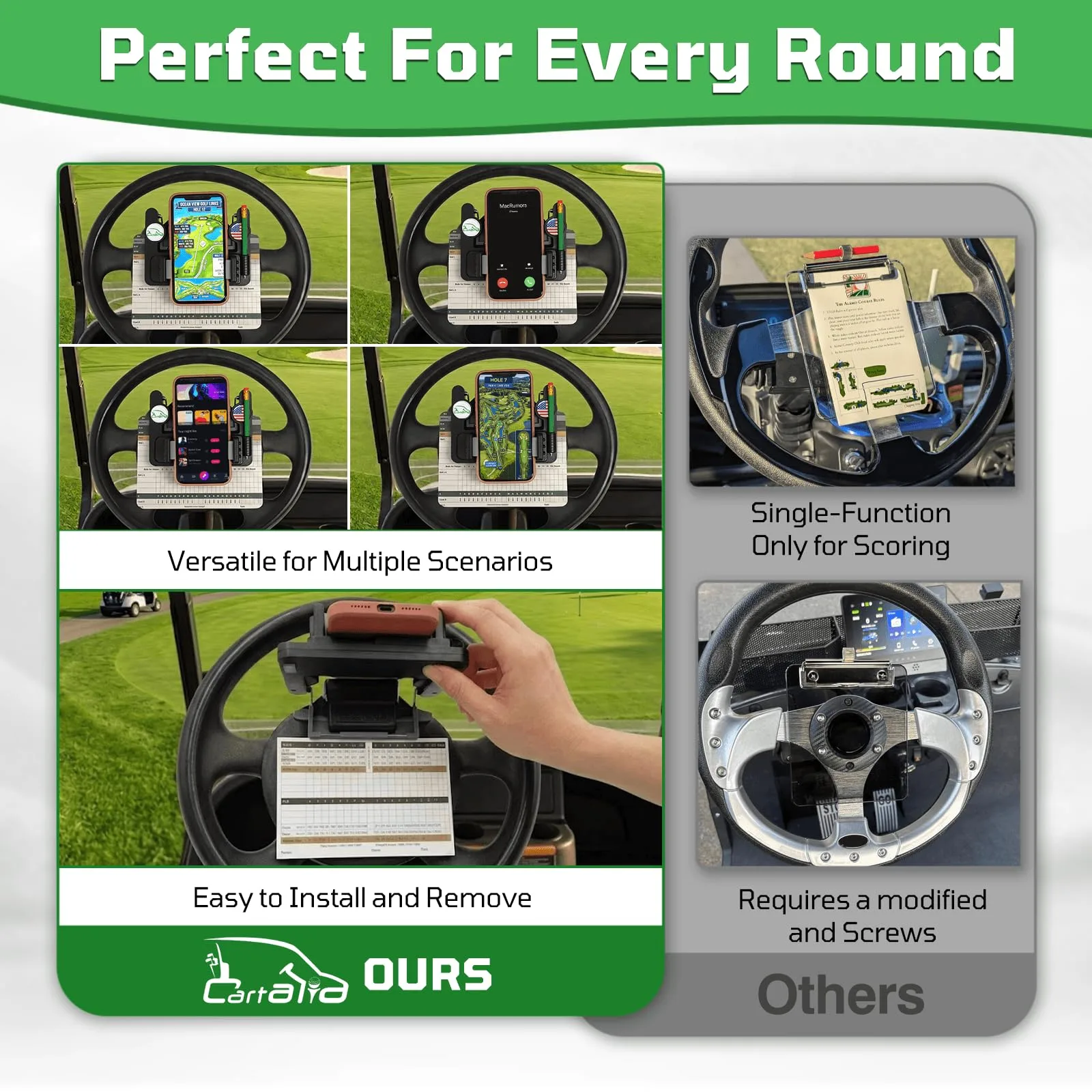 Cartalia SWCH743 Golf Cart Steering Wheel Phone Mount image 4