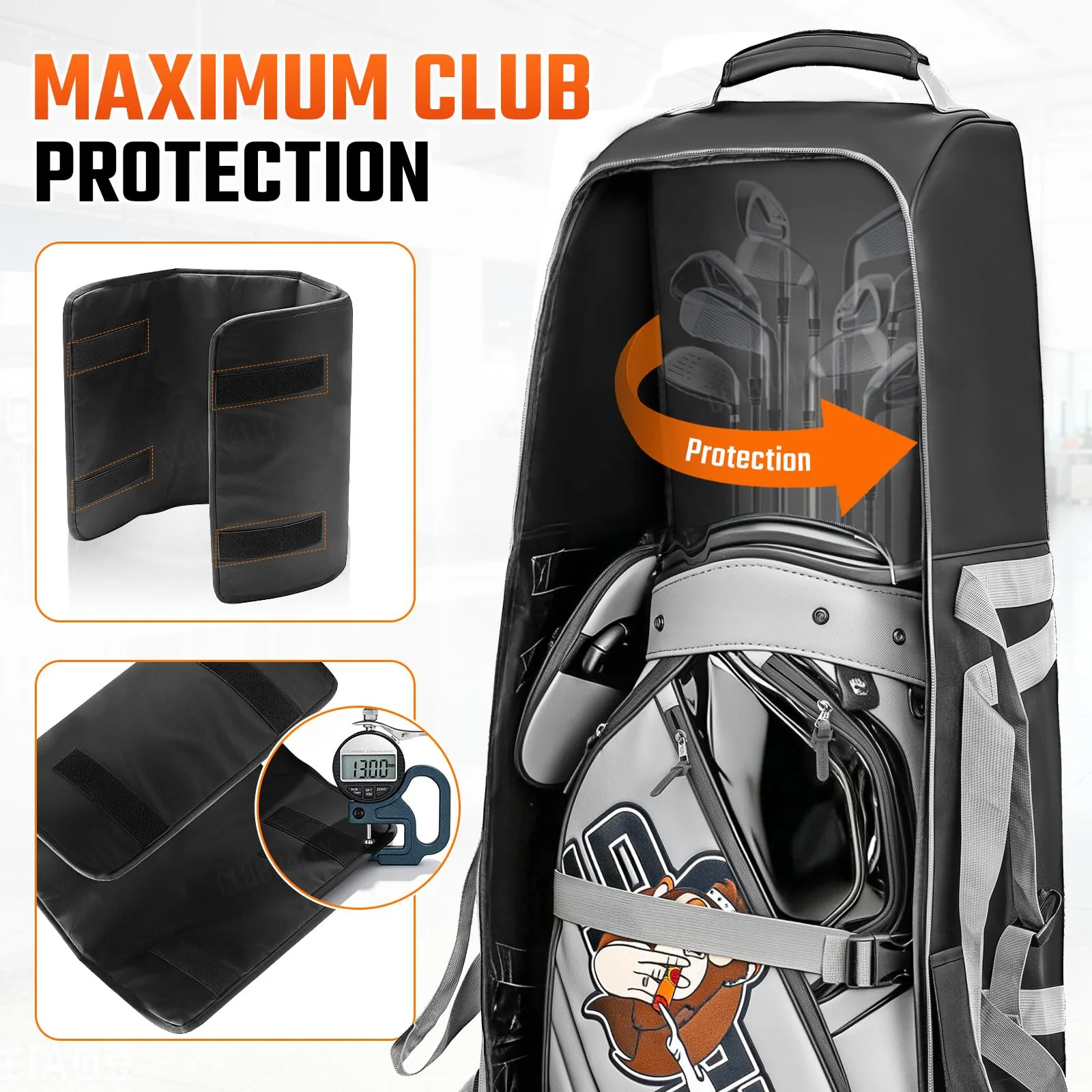 CLUBRALLY Golf Travel Bag with Wheels, 600D Padded Cover image 2