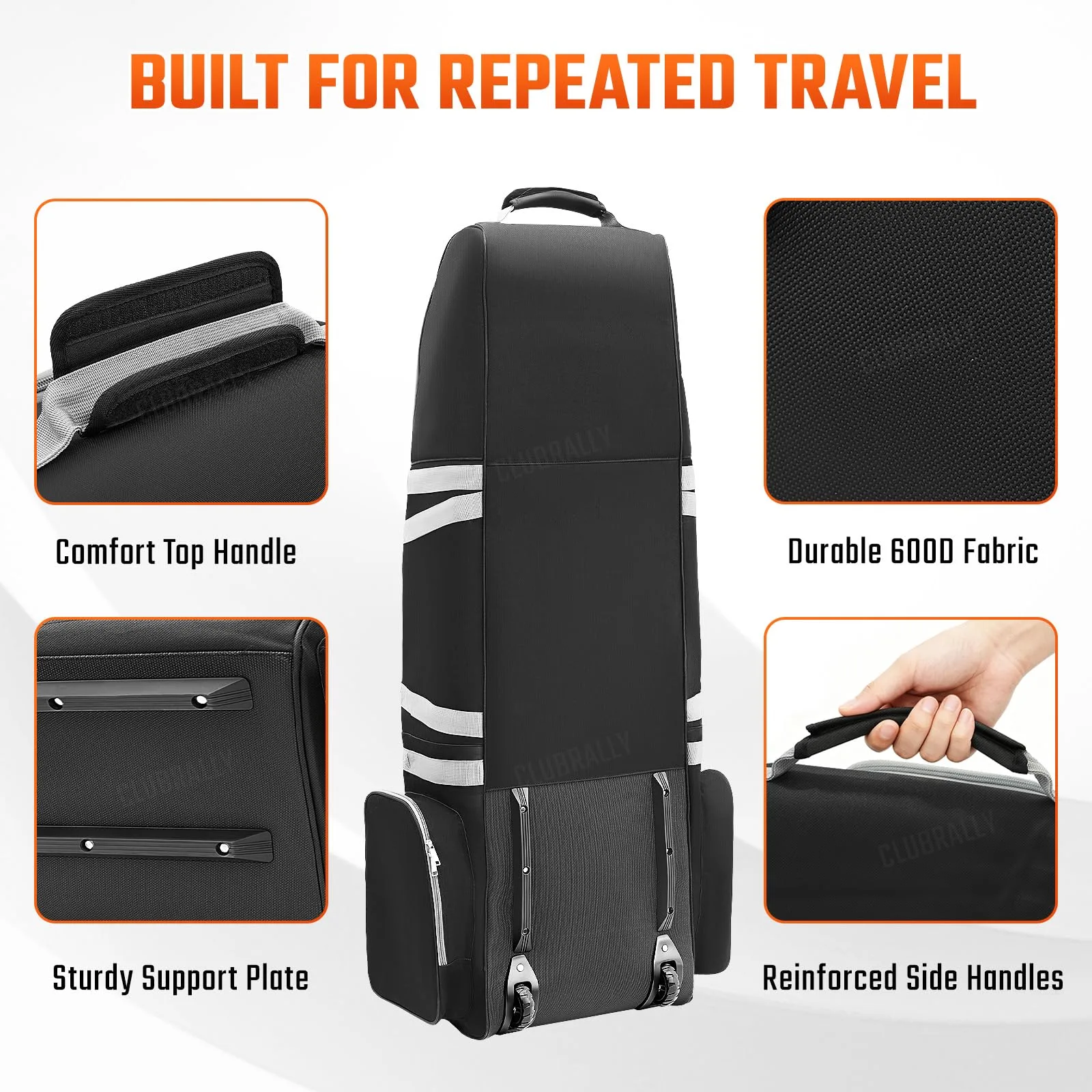 CLUBRALLY Golf Travel Bag with Wheels, 600D Padded Cover image 4