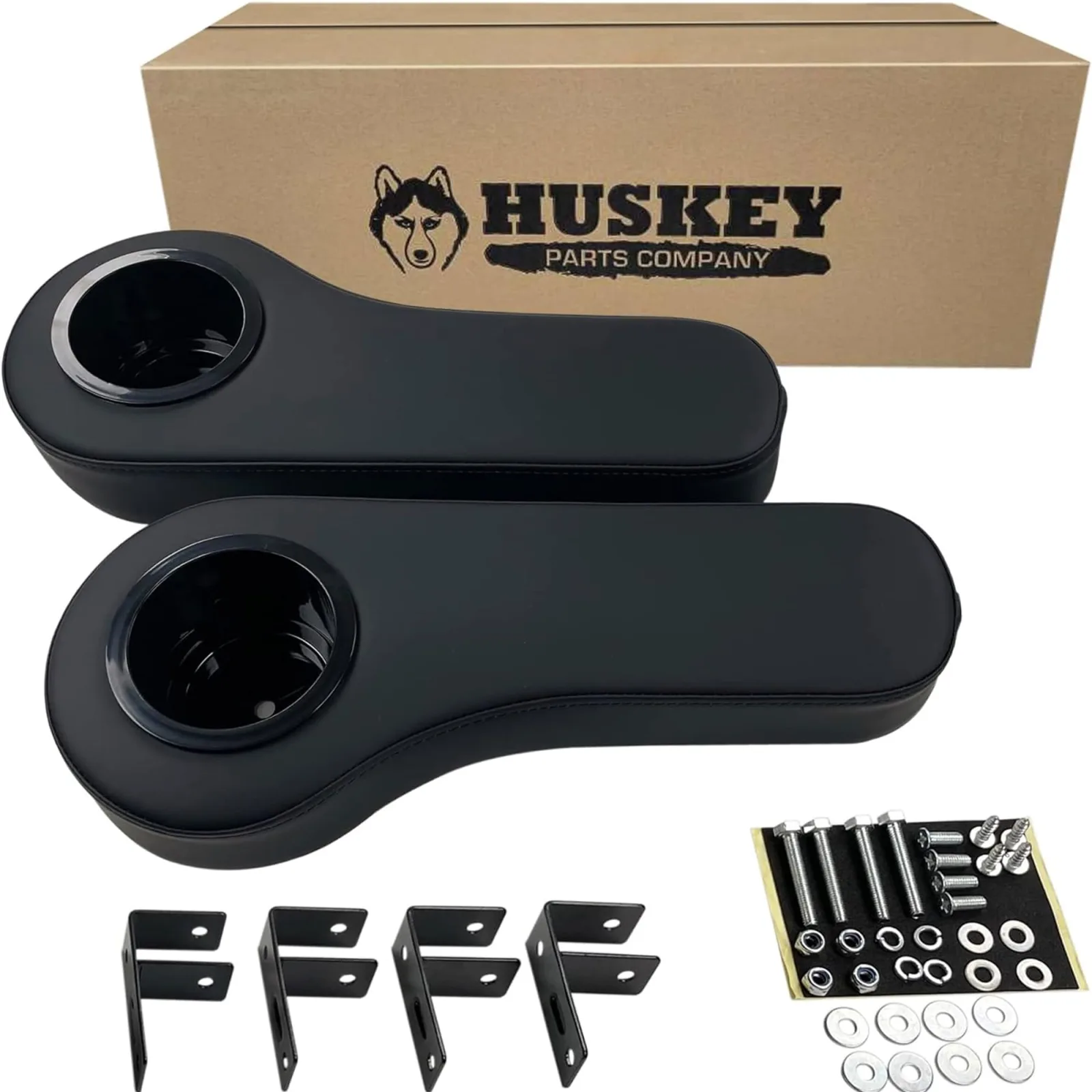 Black Golf Cart Rear Seat Armrests with Cup Holders
