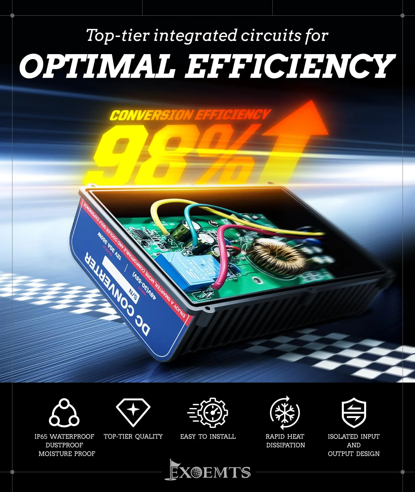 EXOEMTS 36V/48V to 12V Golf Cart Voltage Converter image 3