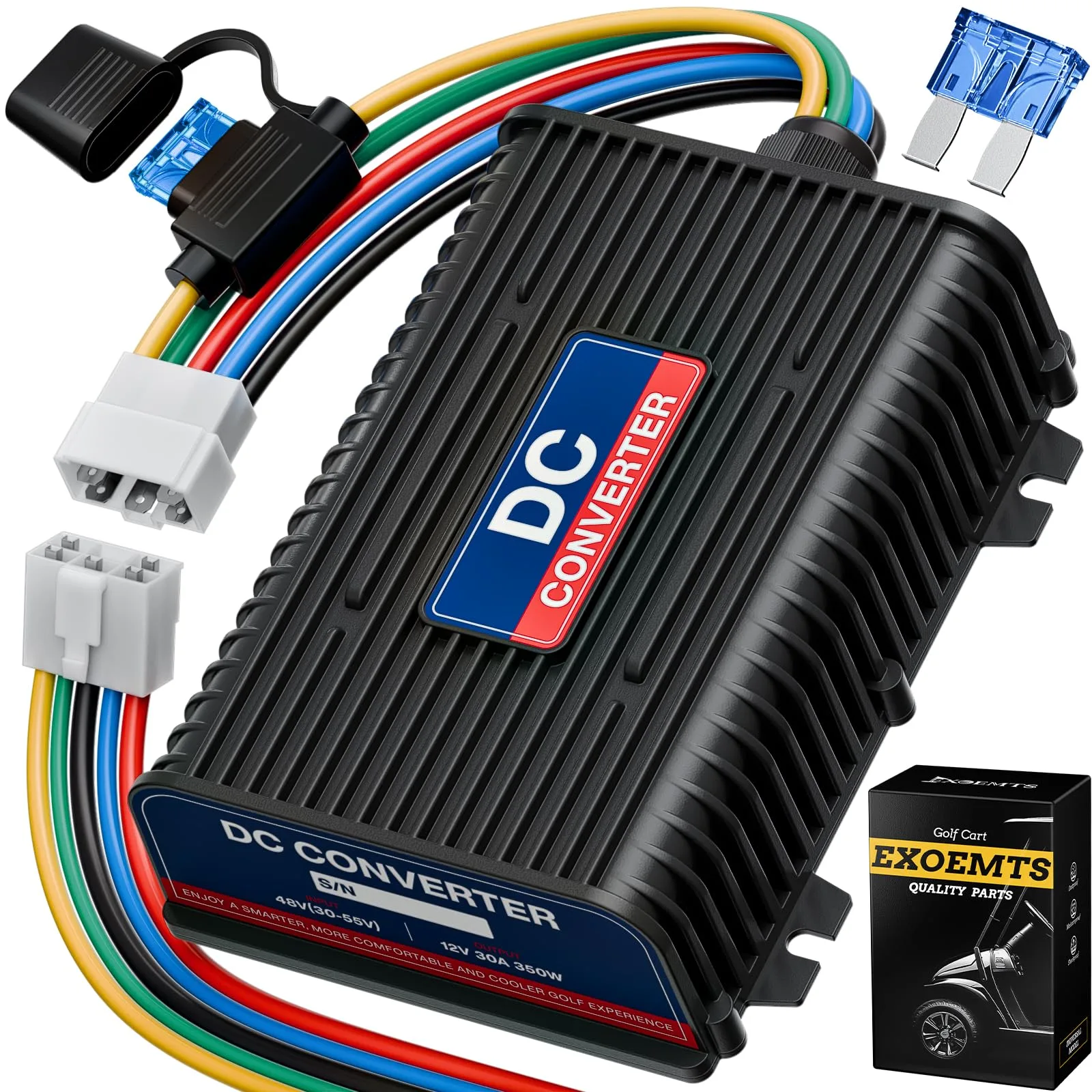 EXOEMTS 36V/48V to 12V Golf Cart Voltage Converter