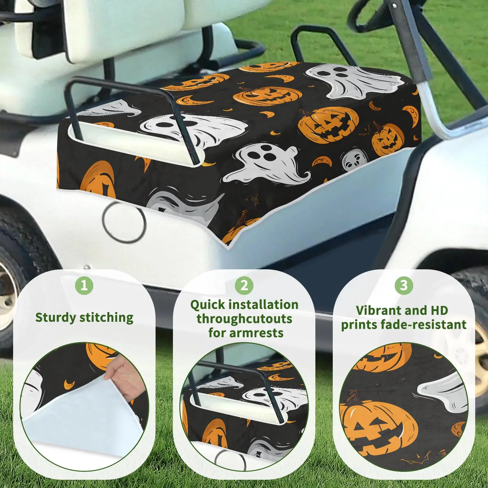 Tiveruda Halloween Ghost Golf Cart Seat Cover 51 x 31 in image 3