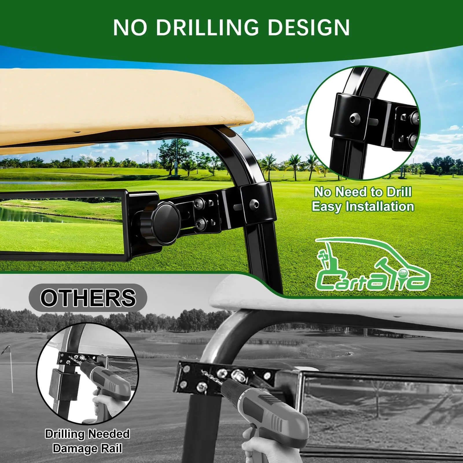 Cartalia NRVM783 Golf Cart Rear View Mirror Kit image 2