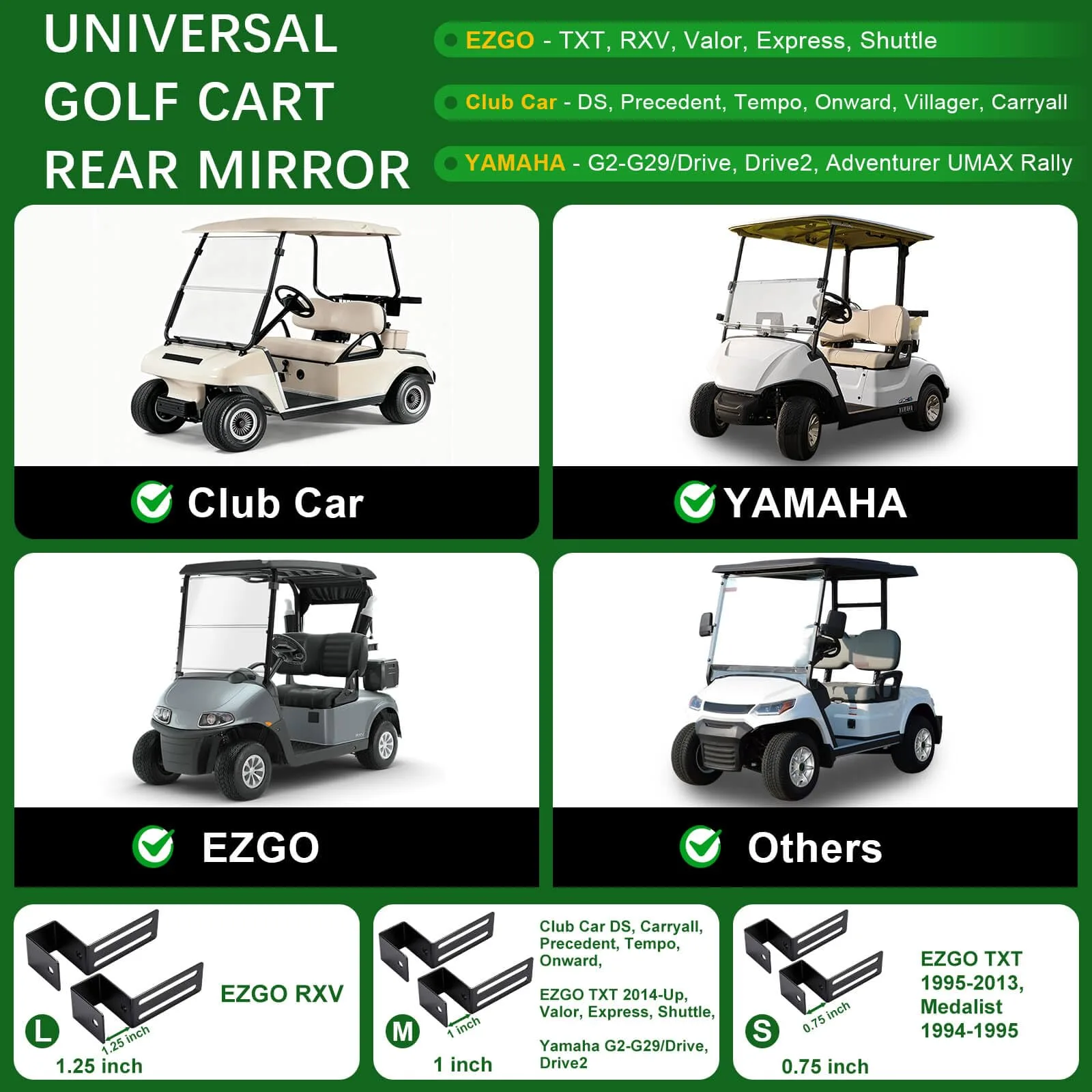 Cartalia NRVM783 Golf Cart Rear View Mirror Kit image 4