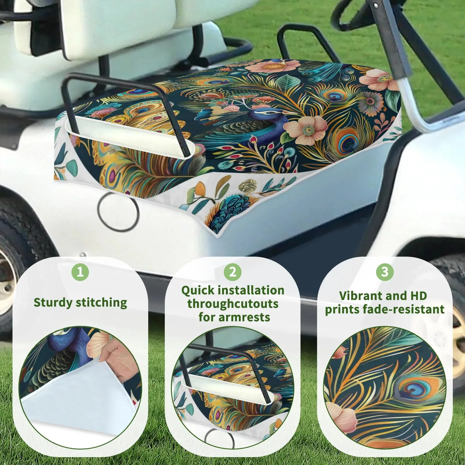 Tiveruda Golf Cart Seat Cover for Double Seats image 3