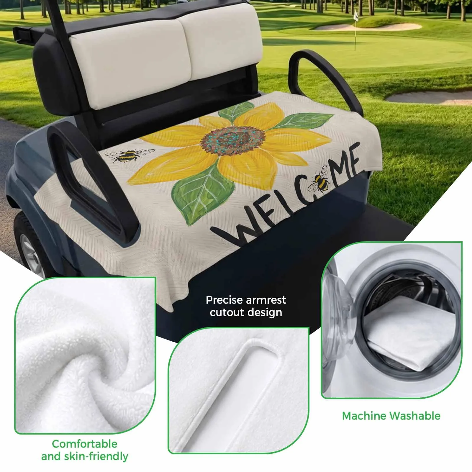 Trosturdspn Golf Cart Seat Towel Cover, 51 x 31 in image 3