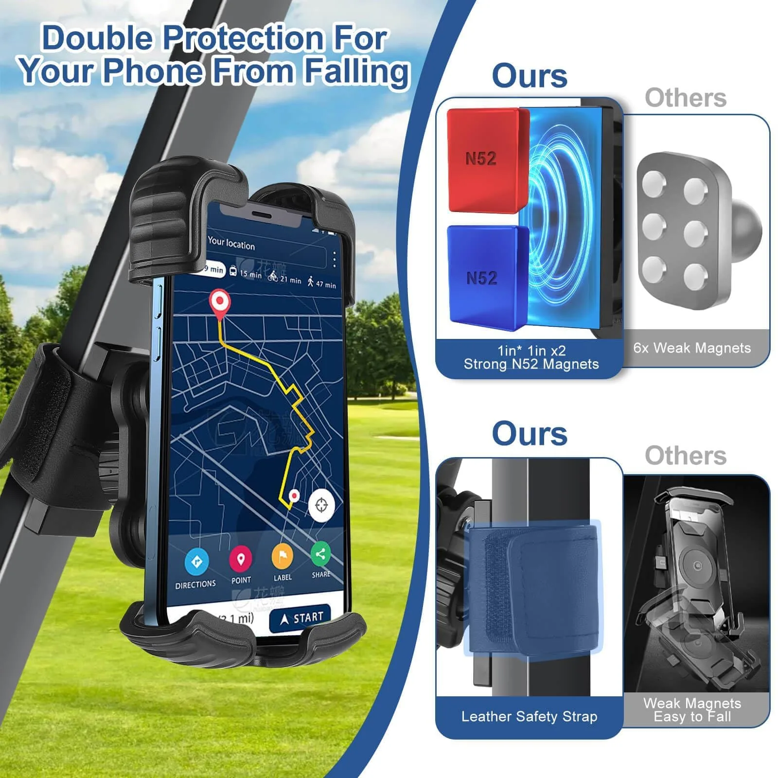 MOSNAI Magnetic Golf Cart Phone Holder Mount image 2