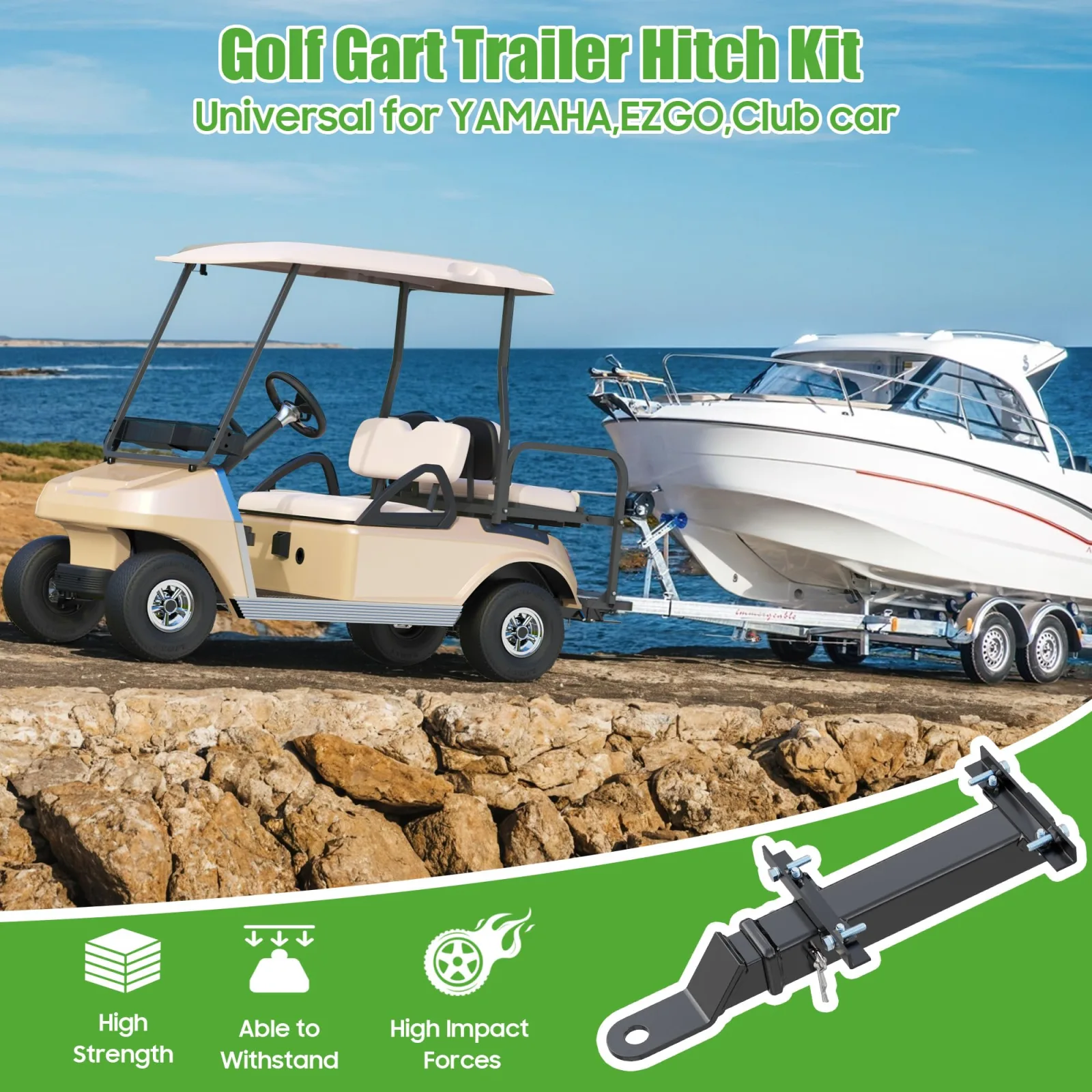 10L0L Golf Cart Trailer Hitch Kit with 2-Inch Receiver image 3