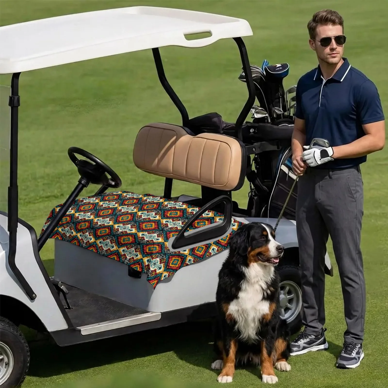 DecorLovee 51 x 31 in Microfiber Golf Cart Seat Towel Cover - Boho image 3