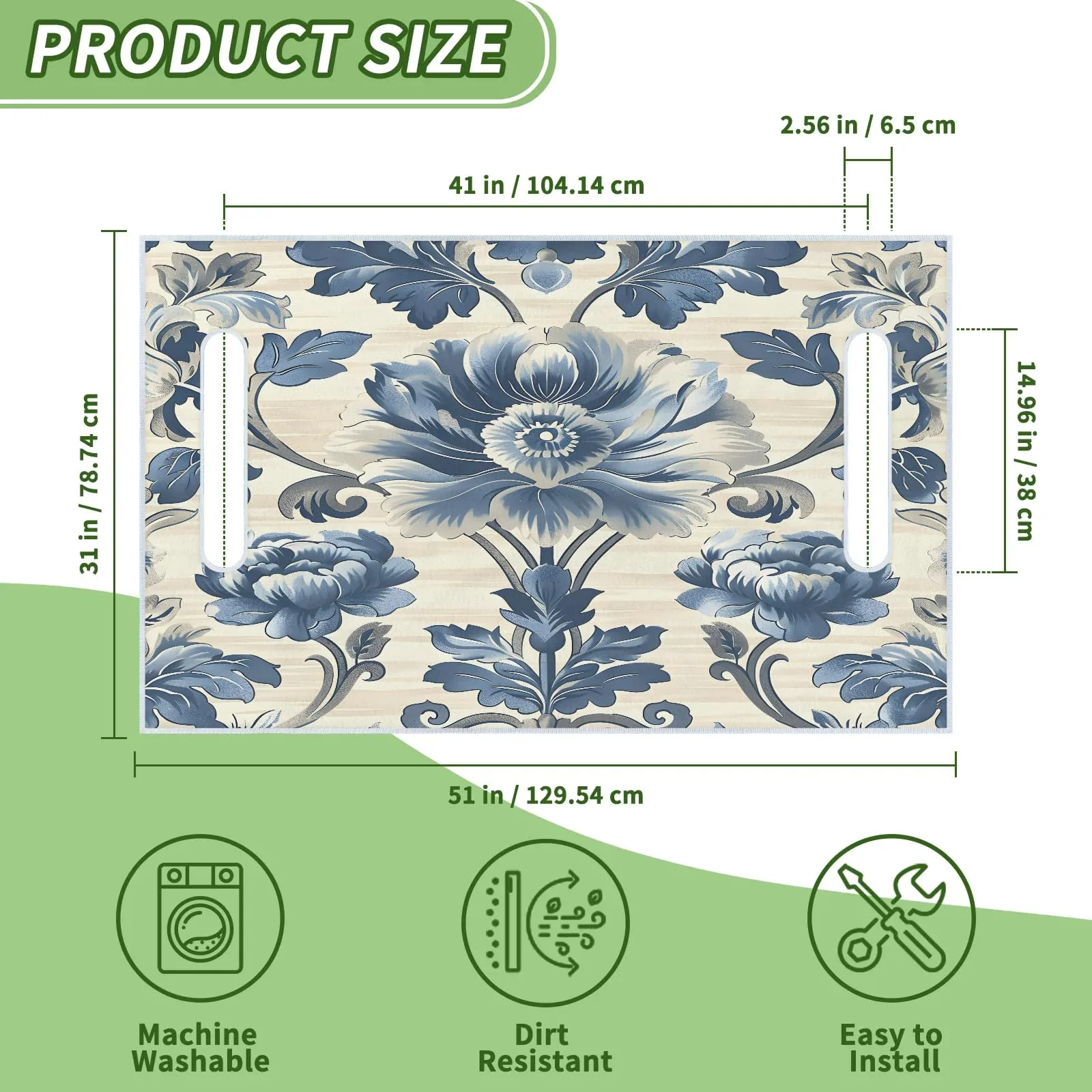Tiveruda Vintage Flowers Golf Cart Seat Cover, 51 x 31 in image 2