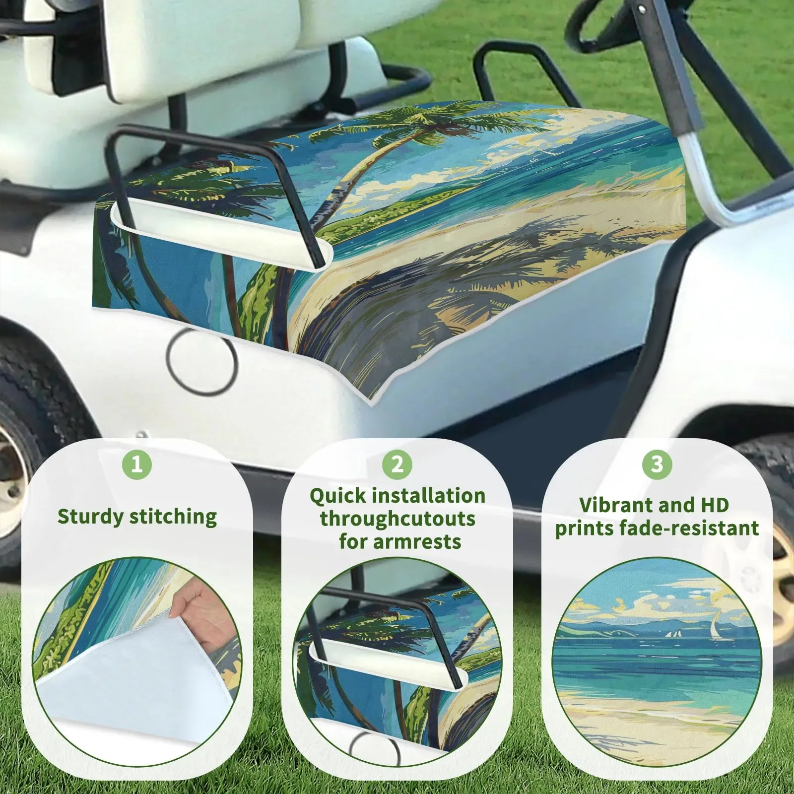 Tiveruda Palm Tree Golf Cart Seat Cover, 51 x 31 in image 3