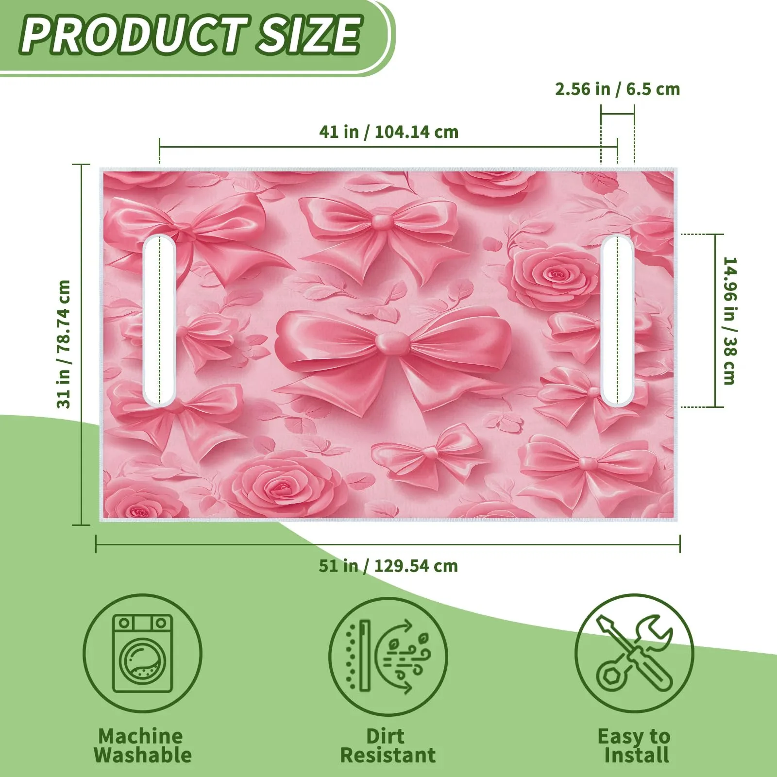 Tiveruda Pink Floral Golf Cart Seat Cover, 51 x 31 in image 2