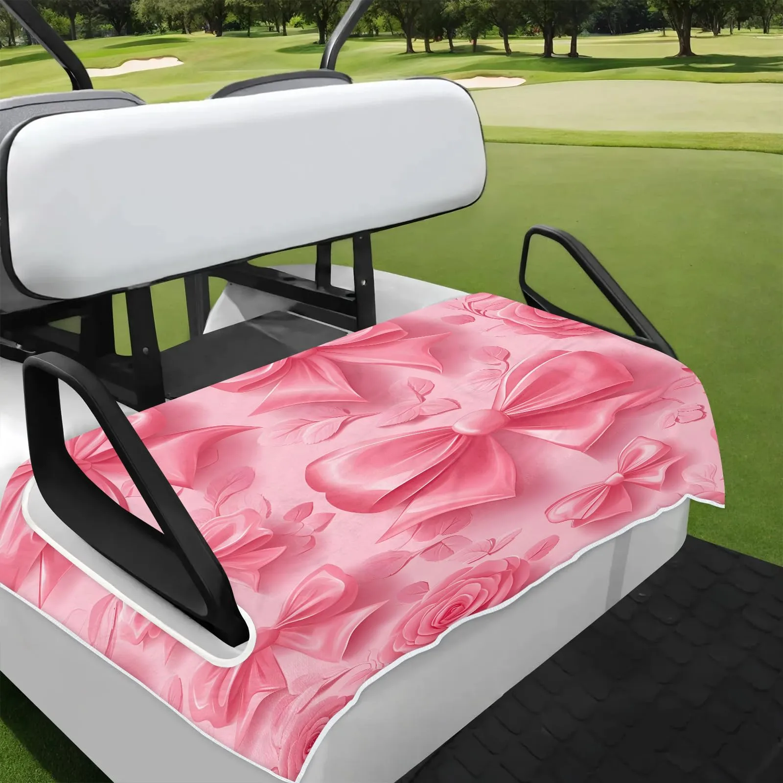 Tiveruda Pink Floral Golf Cart Seat Cover, 51 x 31 in
