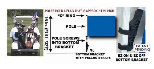 SSP Flags Blue Golf Cart Flag with Pole and Bracket image 2