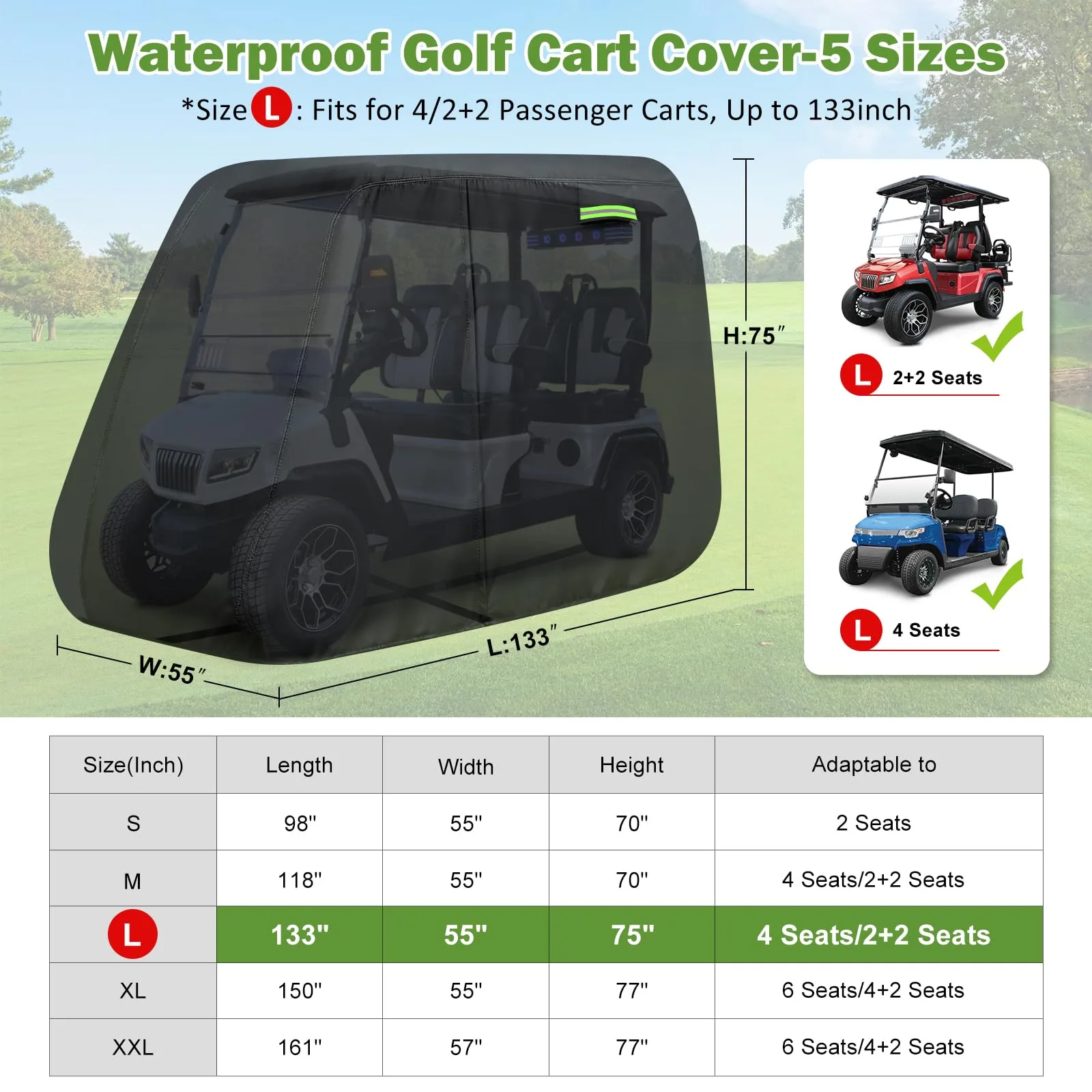 KERANTY BL-1190368 4-Passenger Golf Cart Cover image 2