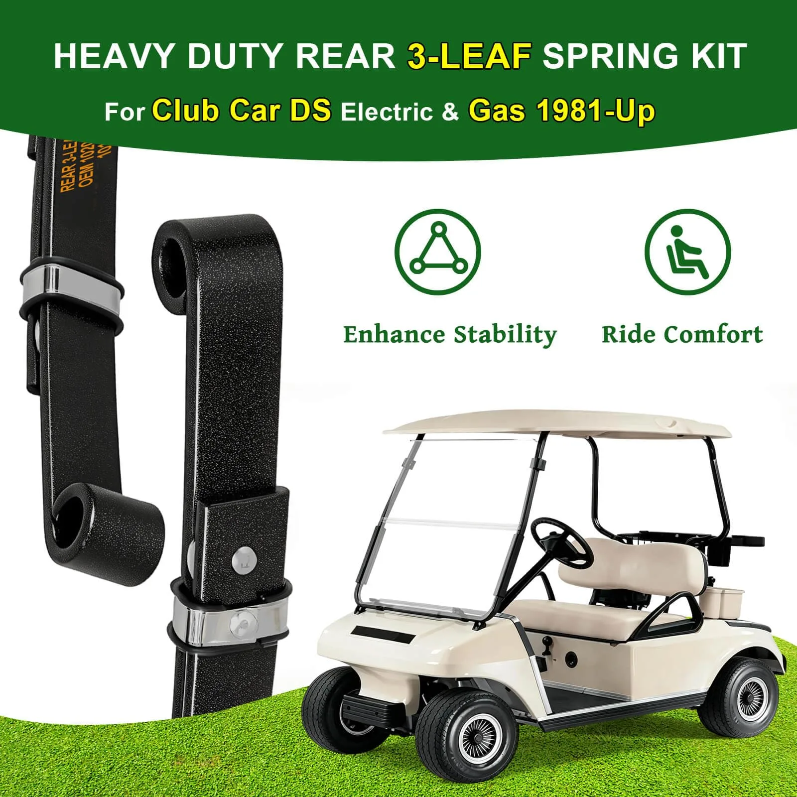 Cartalia Rear 3-Leaf Springs for Club Car DS 1981+ image 2