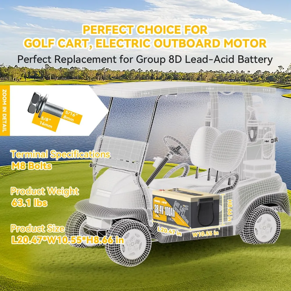 Power Queen 36V 100Ah LiFePO4 Battery with Bluetooth image 2
